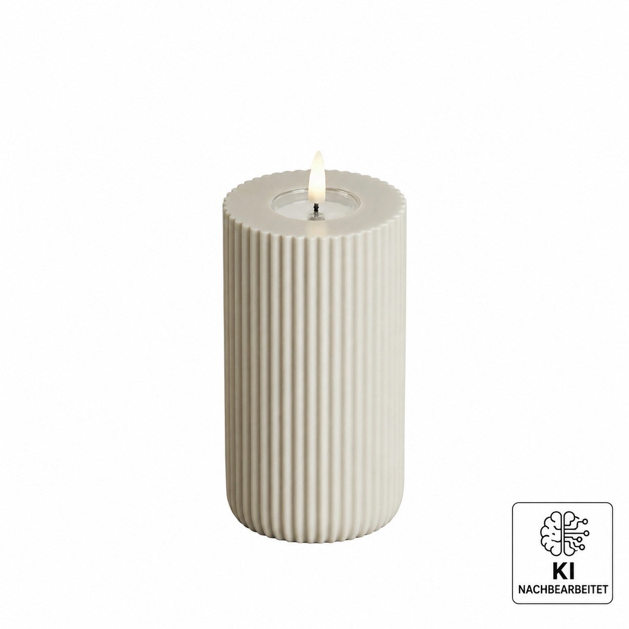 Deluxe Homeart LED-Kerze Unique Solid Stripe Rillenkerze 8 * 15 cm in Sand von deluxe Homeart