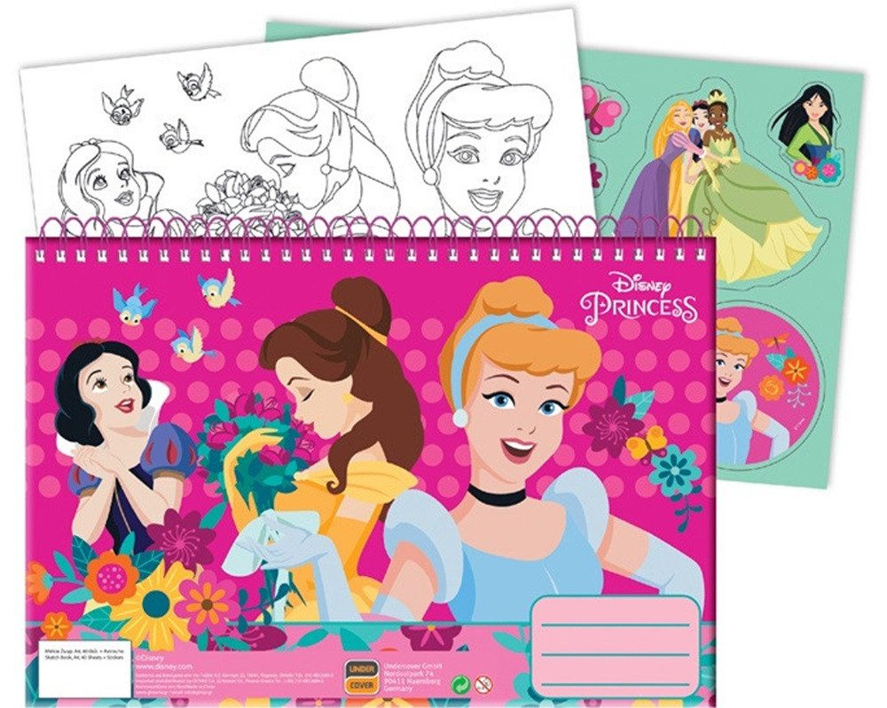 Disney Skizzenblock Disney Prinzessin Spring A4 Spiral Skizzenbuch 40 Blätter & Aufklebern