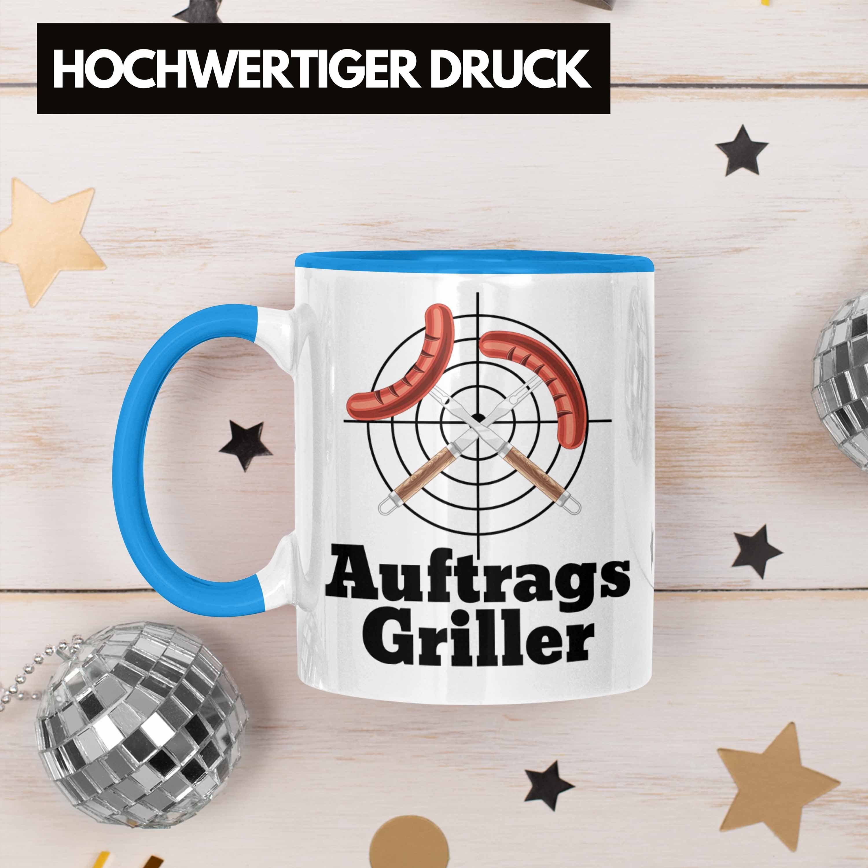 Männer Blau Geschenk Auftrags-Griller Trendation Tasse Kaffee-Becher Gril Tasse Grillmeister