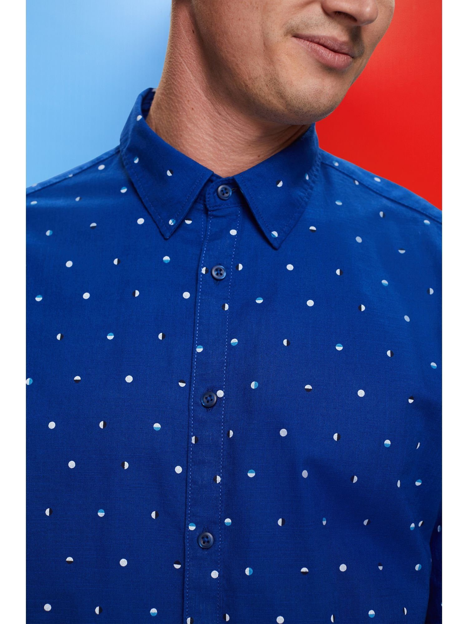 Lunar-Dot-Muster mit edc Langarmhemd by INK aus Hemd Baumwolle Esprit Slub