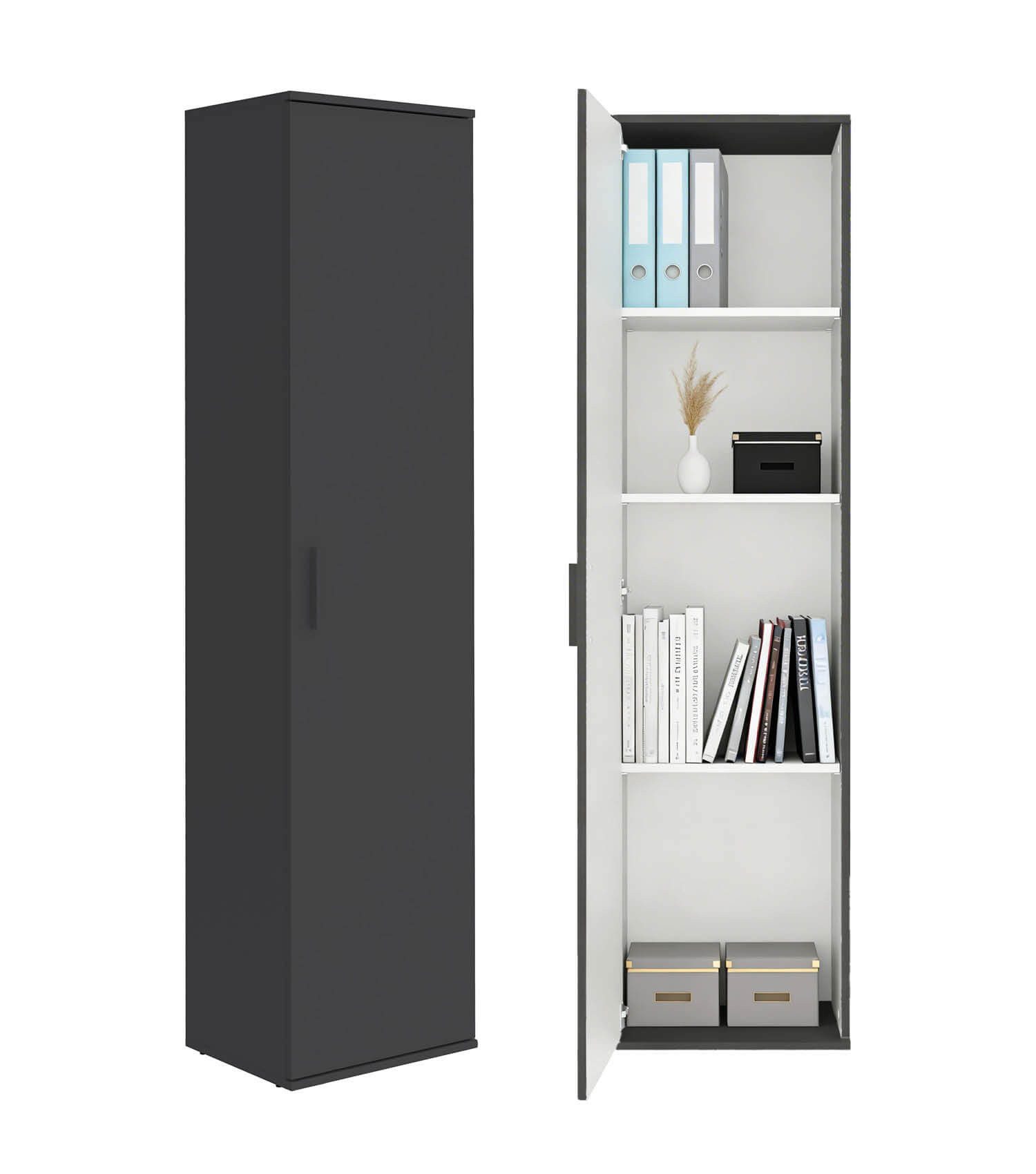 mokebo Mehrzweckschrank Der Kompakte Vorratsschrank, Flurschrank, Universalschrank in Anthrazit