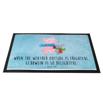 Fußmatte 40 x 60 cm Glühschwein Smörle - Eisblau - Geschenk, Marienkäfer in Wi, Mr. & Mrs. Panda, Höhe: 0.3 mm, abriebfest