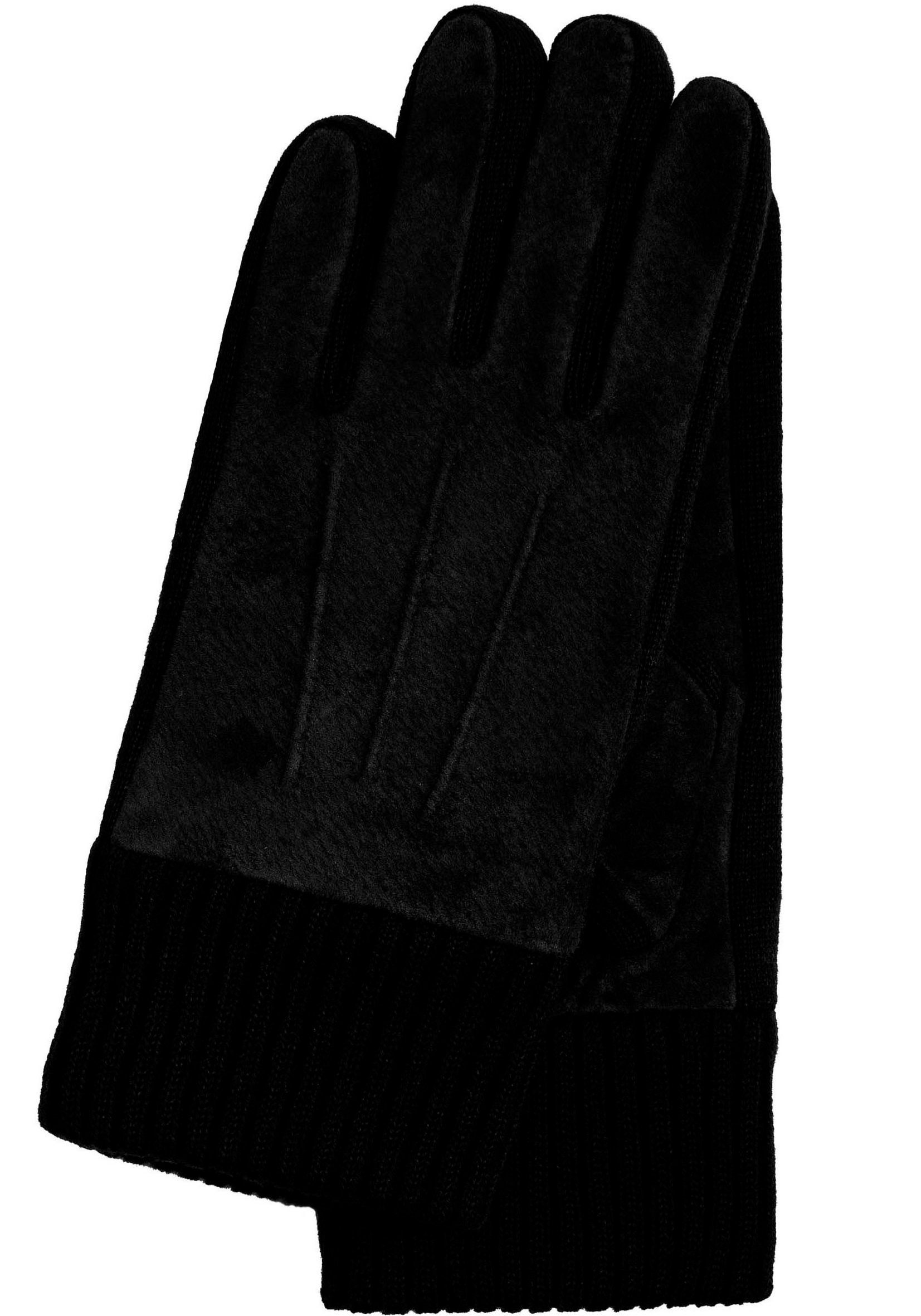 Woll-Anteil KESSLER Enganliegender Strickbund, Lederhandschuhe Stan black