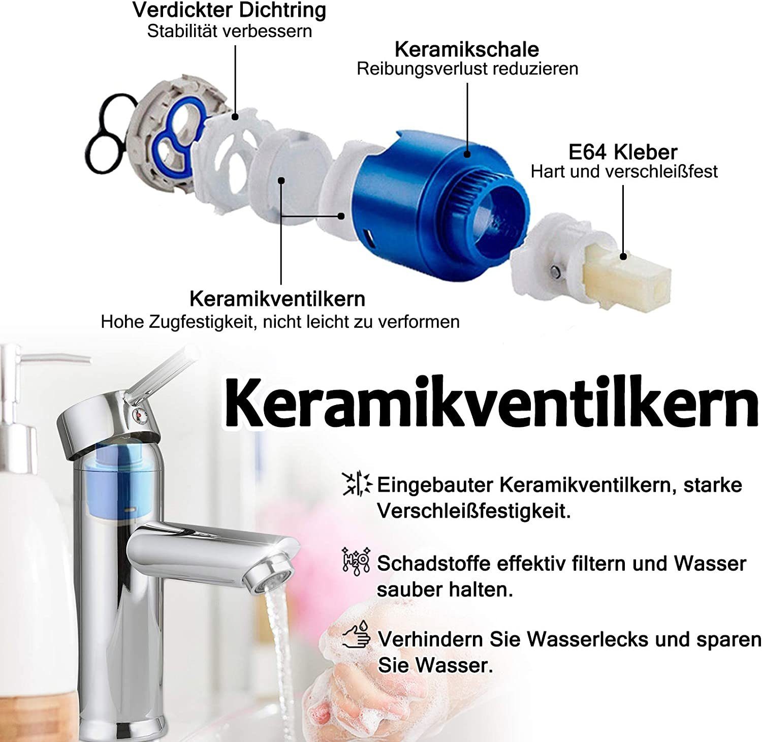 AUFUN Waschtischarmatur Wasserhahn Bad Spültischarmatur Modell für Waschtisch E
