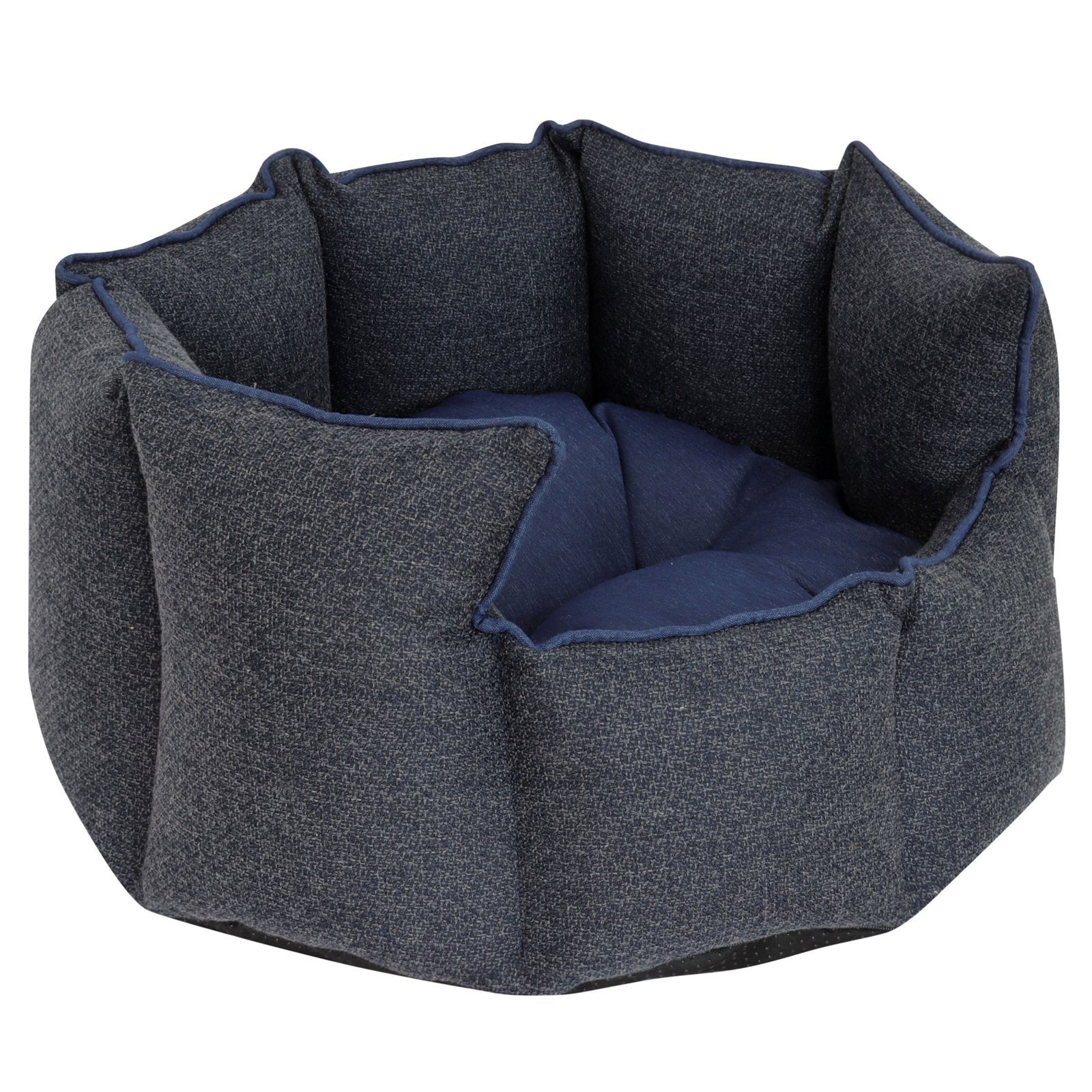 Mr. Cuddles Tierbett Hundekörbchen Hundebett Mia, Stoff aus recycelten PET-Flaschen, Hundekissen, Waschbar, Pflegeleicht, Blau, S: 55 cm