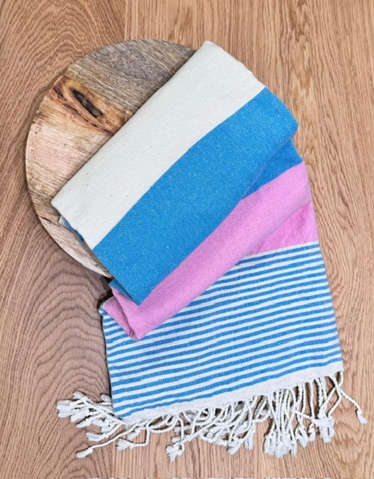SANDIIK Strandtuch Strand/Badetuch aus Biobaumwolle in Zartrosa/Zartblau 100% Biobaumwolle mehr