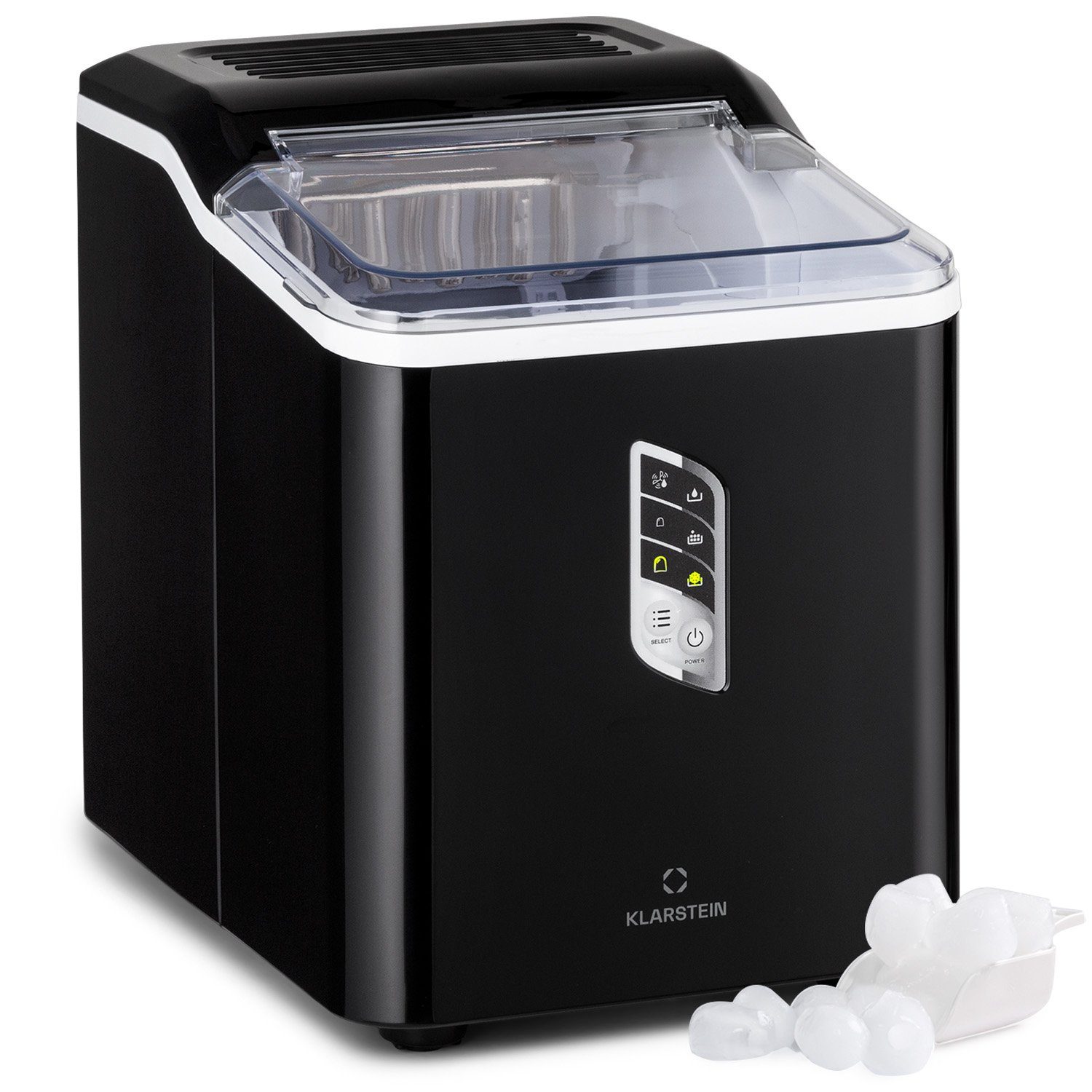 Klarstein Eiswürfelmaschine Albaron Eismaschine 12 kg/24h 1,5L Bullet-Eis 2 Größen 9/7,5 Min. LCD, Ice Maker Eiswürfelbereiter Bullet-Eis für 9 Würfel pro Zyklus
