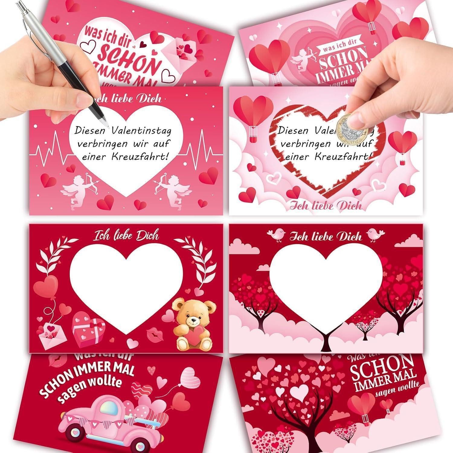 LuxusKollektion Valentinstagskarte Rubbelkarten 12 Gutscheinkarte Beschriften Valentinstag Romantisch