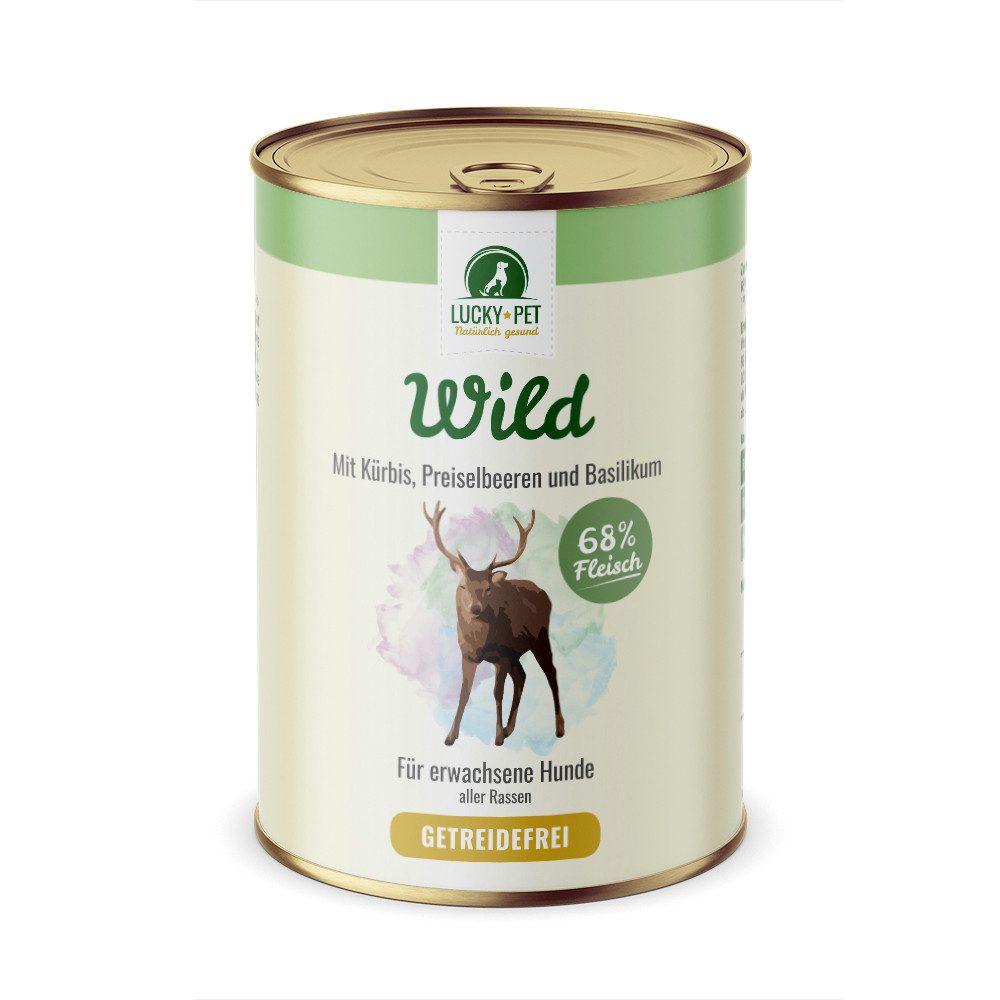 Lucky-Pet Wild mit Kürbis, Preiselbeeren & Basilikum, 400g, Höchstmöglicher Fleischanteil