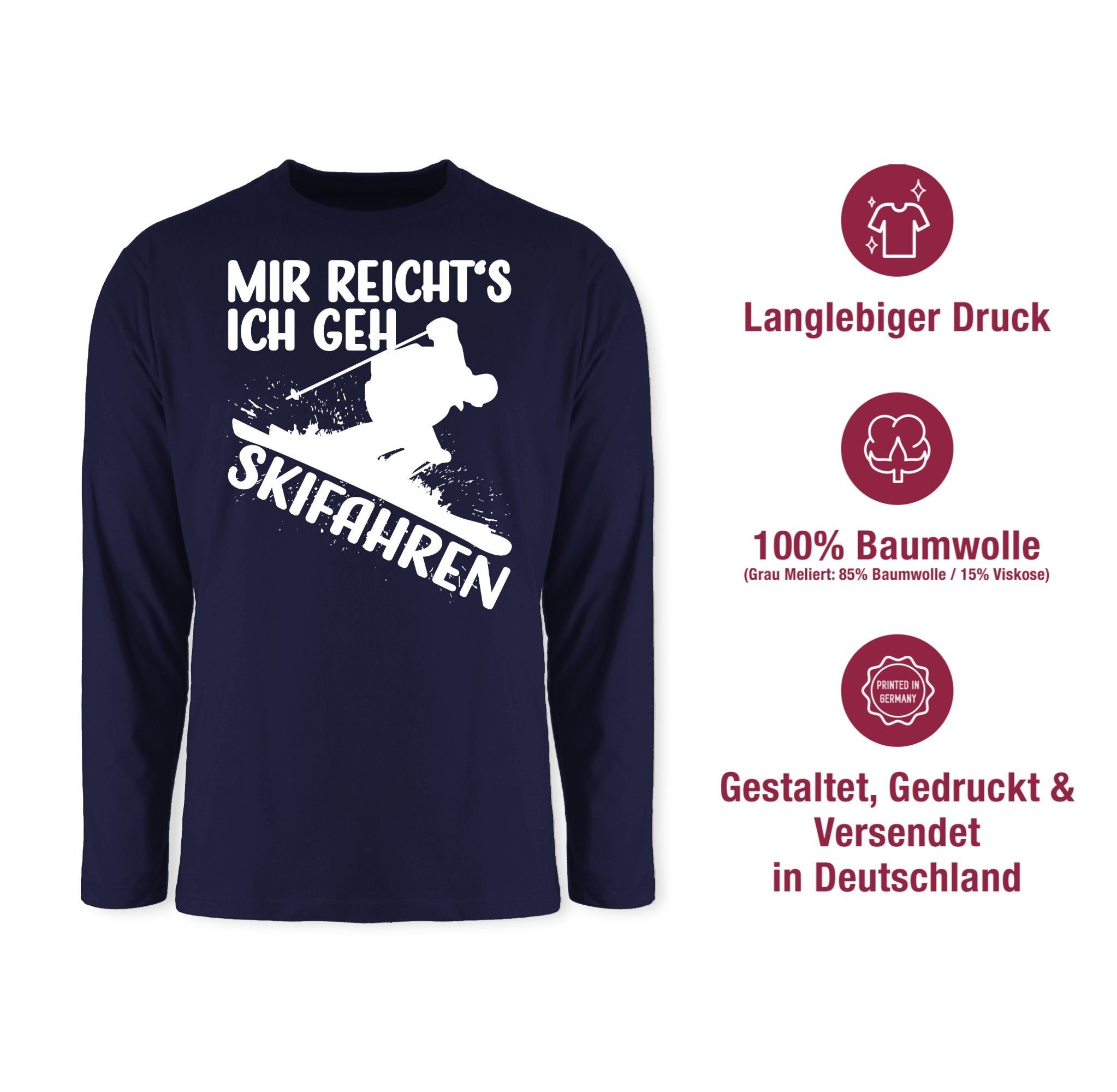 Shirtracer Rundhalsshirt ich und Skifahren - Ski Navy geh reicht's 1 Snowboard, weiß Blau Mir mehr