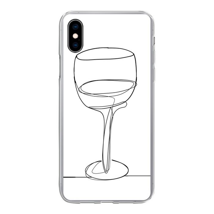 MuchoWow Handyhülle Einzeilige Illustration eines Weinglases Handyhülle Apple iPhone Xs Smartphone-Bumper Print Handy