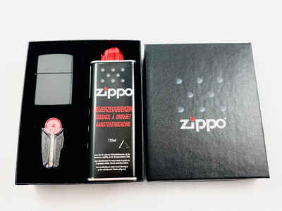Zippo Feuerzeug Zippo matt schwarz Geschenkset Sturmfeuerzeug