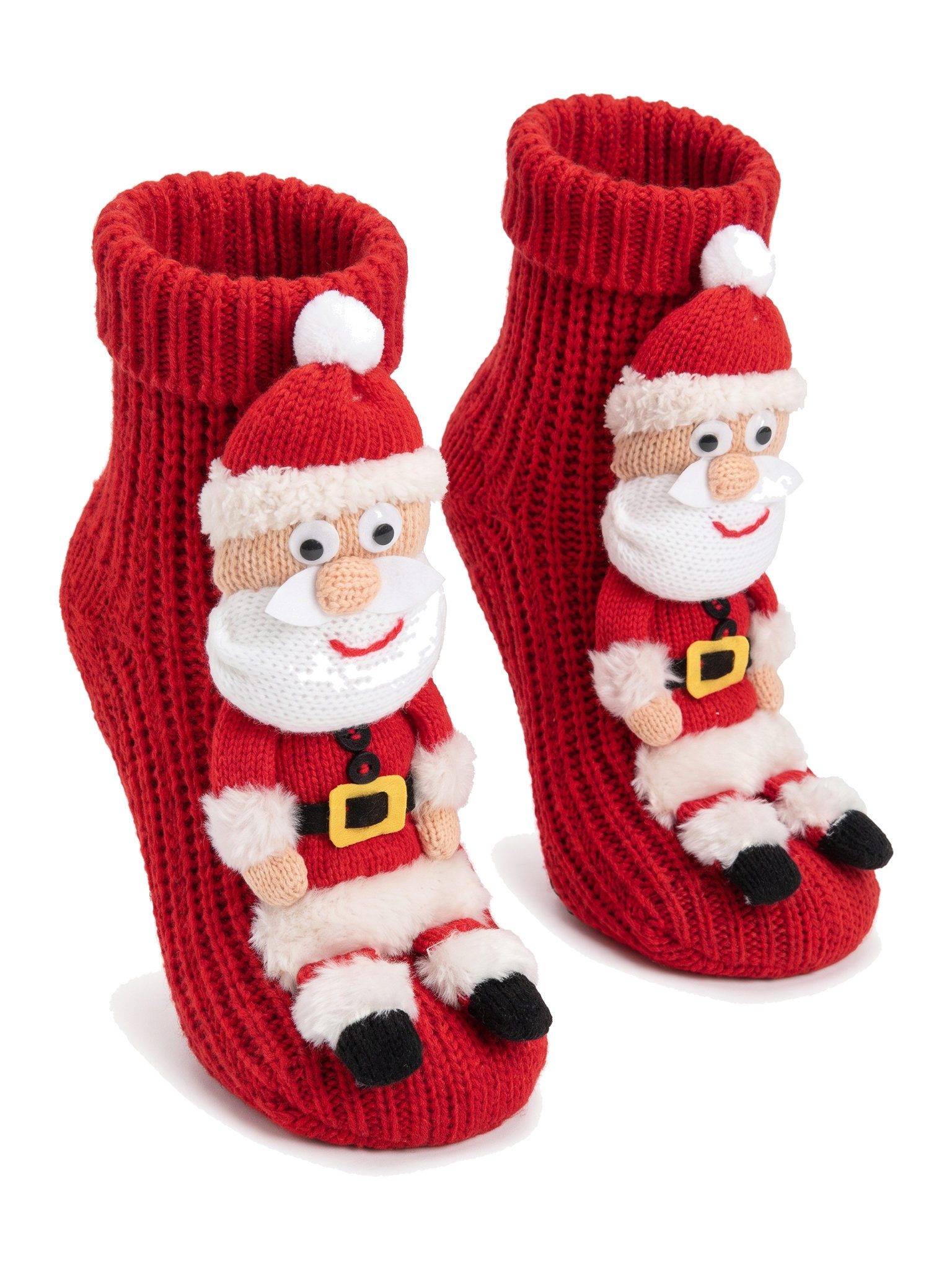 Black Snake ABS-Socken Weihnachtssocken Stoppersocken 3D Weihnachtsmann für Kinder und Damen (Packung, 1-Paar, Weihnachtsmotiv 30/34) Winter-Haussocken aus grobem Strick wie handgestrickt mit Noppensohle