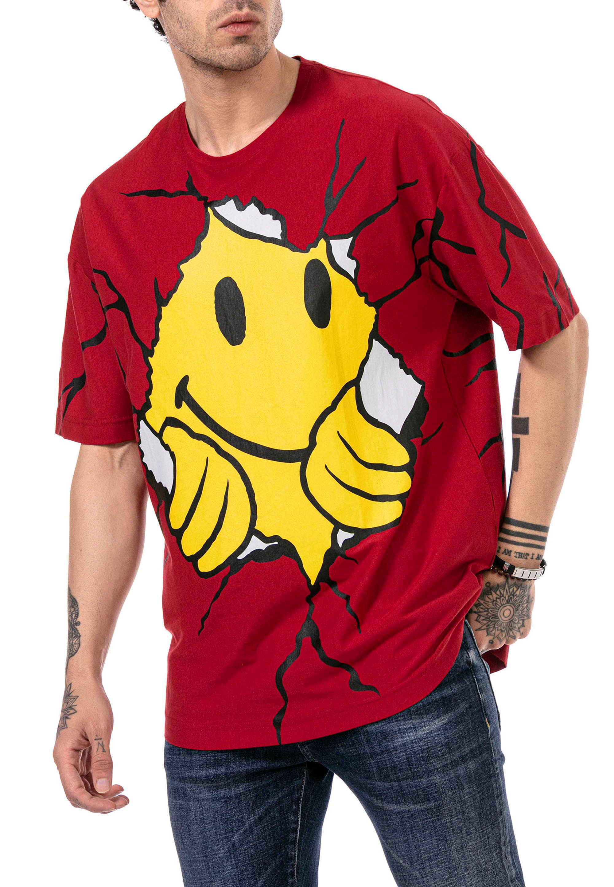 RedBridge T-Shirt mit Smiley-Print Trendiges Oversize Streetwear-Shirt