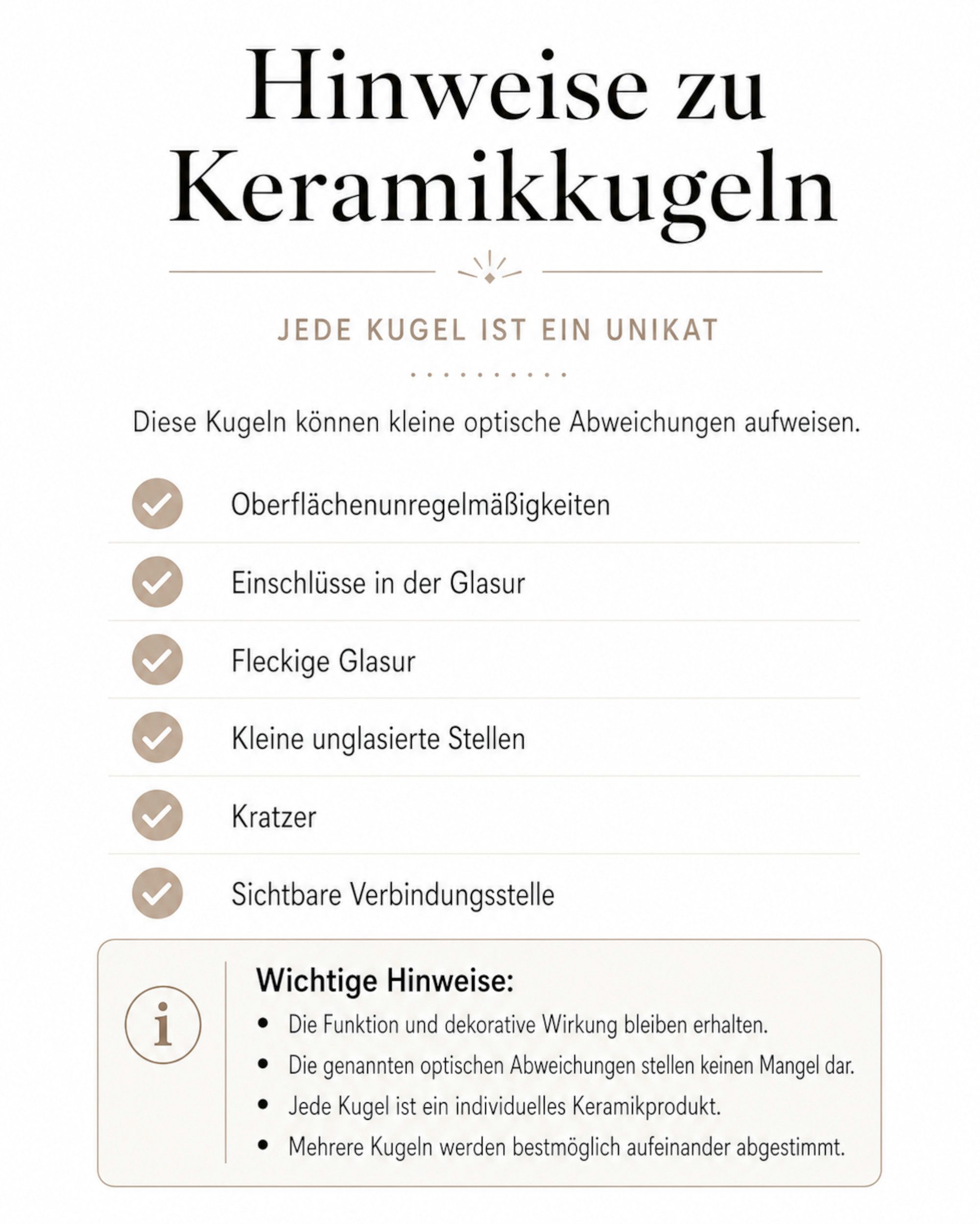 KERAZO Dekokugel 20 cm Keramik Gartenkugel Rosenkugel mit Fehlern, Sand Gelb