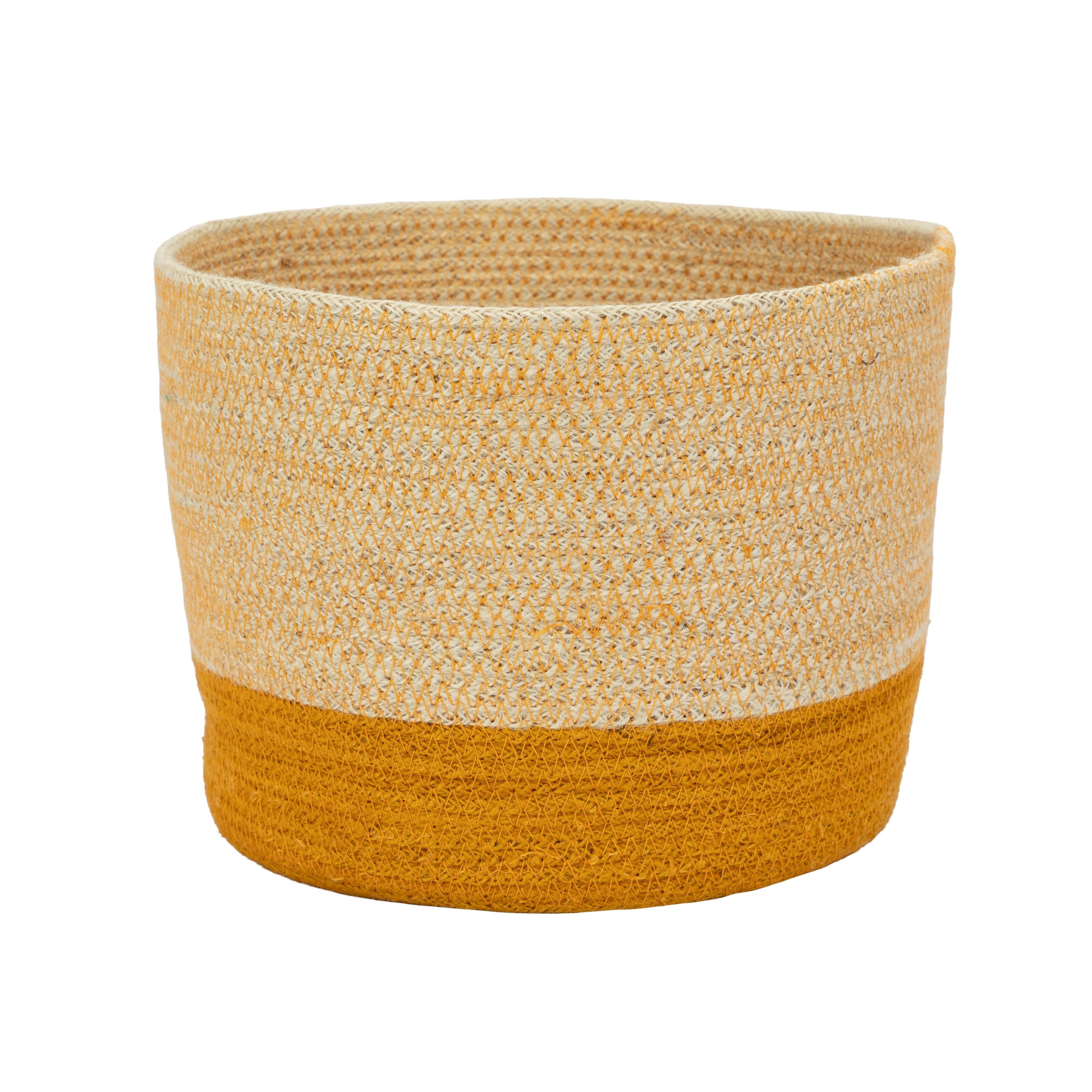 El Puente Aufbewahrungskorb "Stitches" Kleiner Korb aus Jute in Gelb, Handmade, Handmade