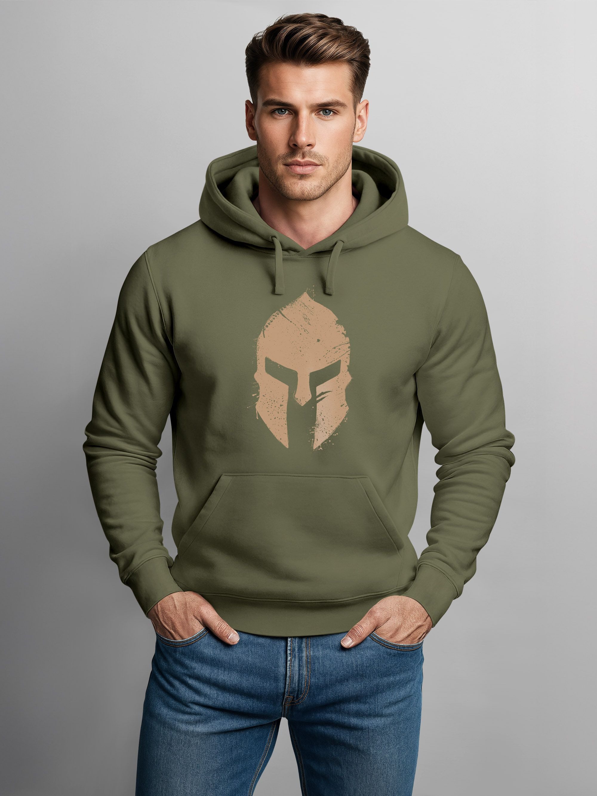 Neverless Hoodie Hoodie Herren Print Sparta-Helm Aufdruck Gladiator Krieger günstig online kaufen