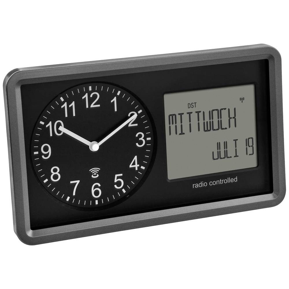 TFA Dostmann Wanduhr Analoge Funkuhr mit Kalender 60.3552 60.3552.01