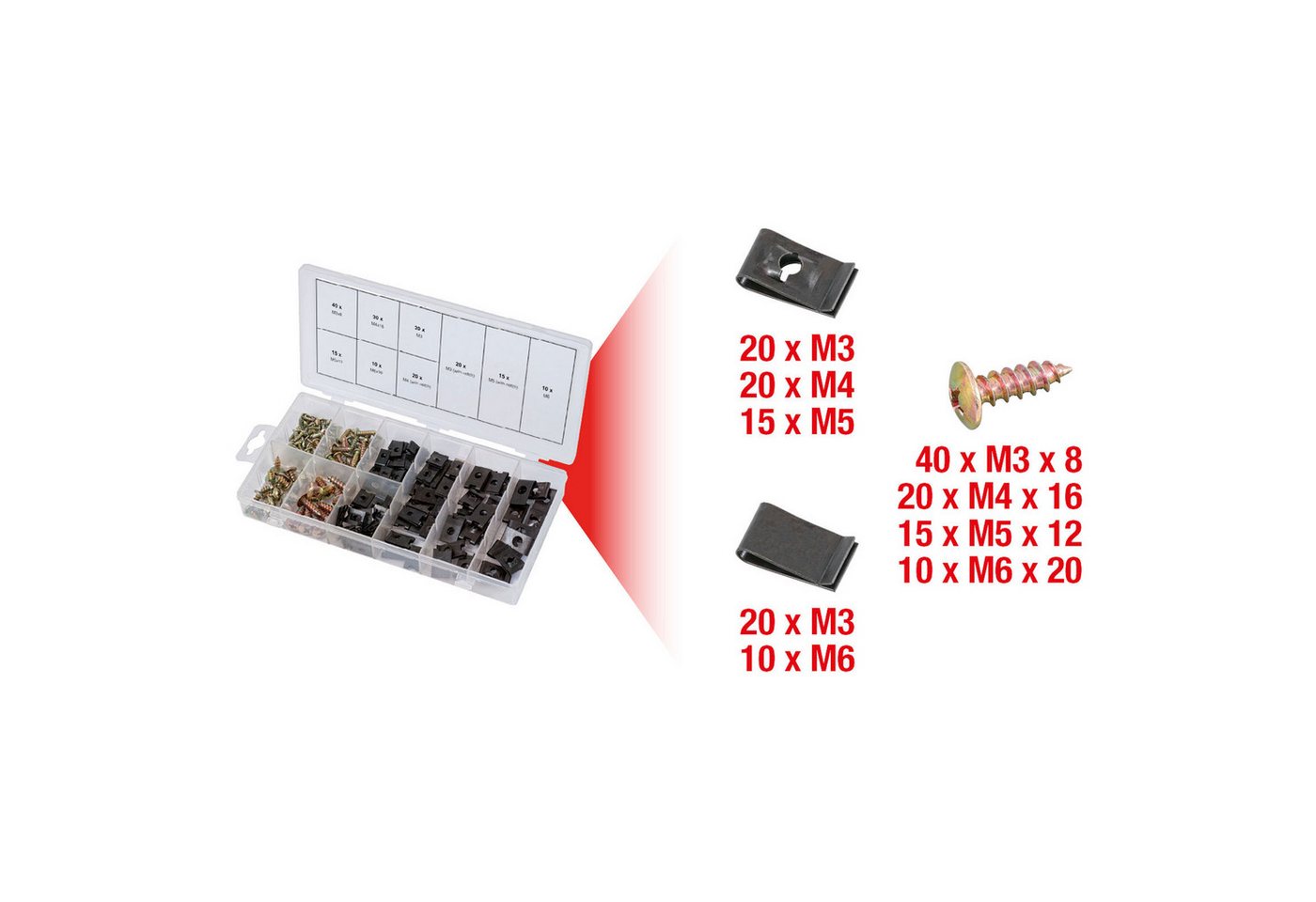 Thumbnail - KS Tools Montagewerkzeug KS TOOLS Sortiment Karosseriemuttern & Schrauben 170tlg. - 97...