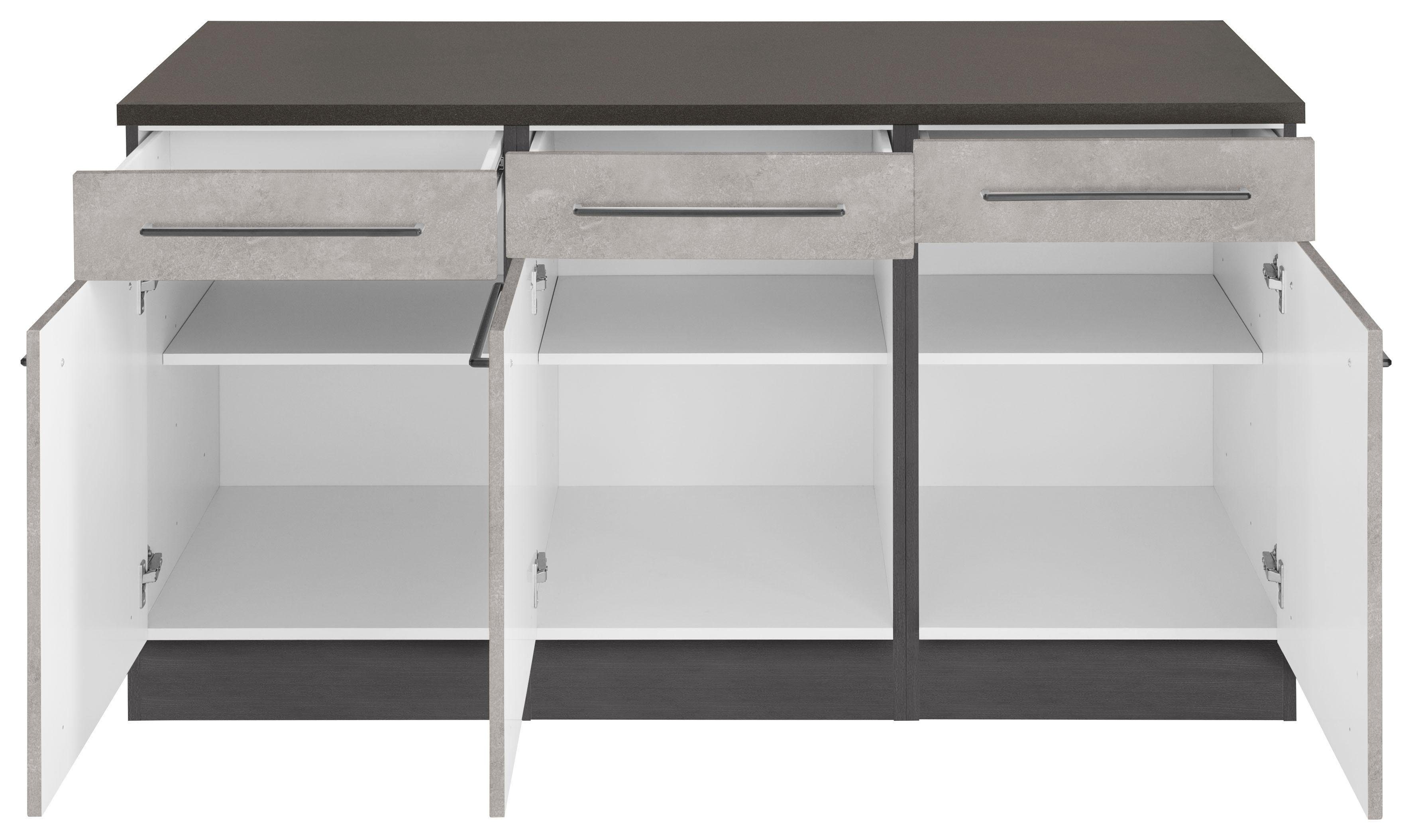 HELD MÖBEL Unterschrank als Sideboard Tulsa breit, grafit | verwendbar hell 3 cm Schubkästen, Türen, betonfarben 3 150 auch