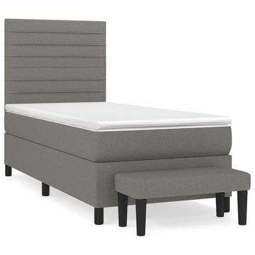 vidaXL Bettgestell Boxspringbett mit Matratze Dunkelgrau 90x200 cm Stoff Bett Bettgestell