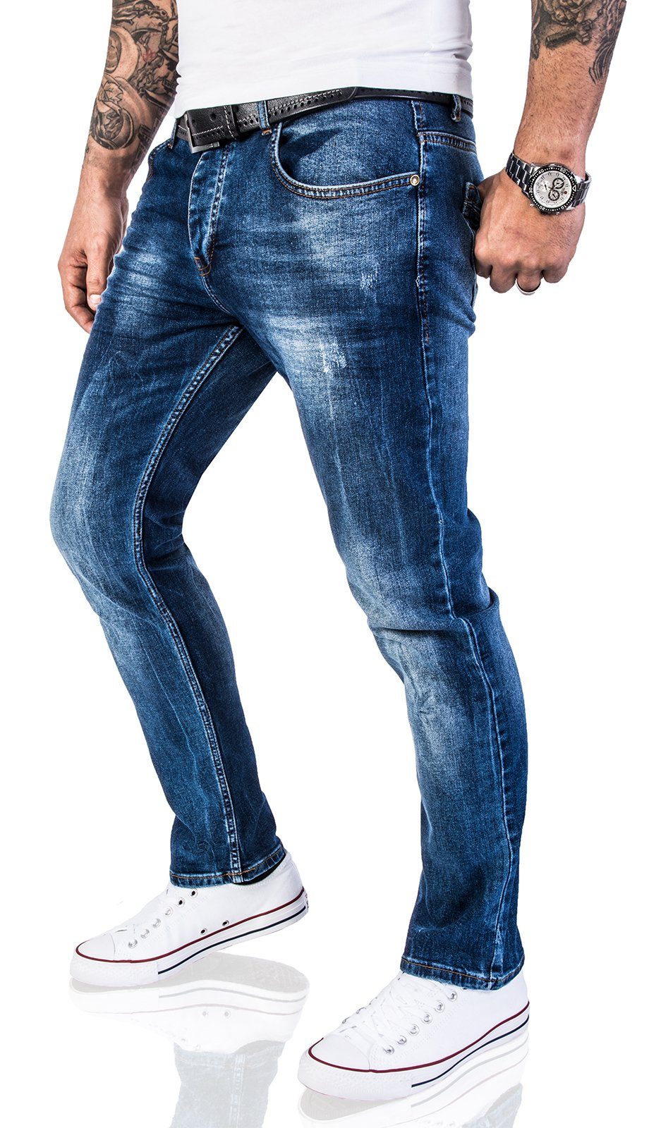 Rock Creek Regular-fit-Jeans Herren Jeans Stonewashed Blau RC-2110A günstig online kaufen