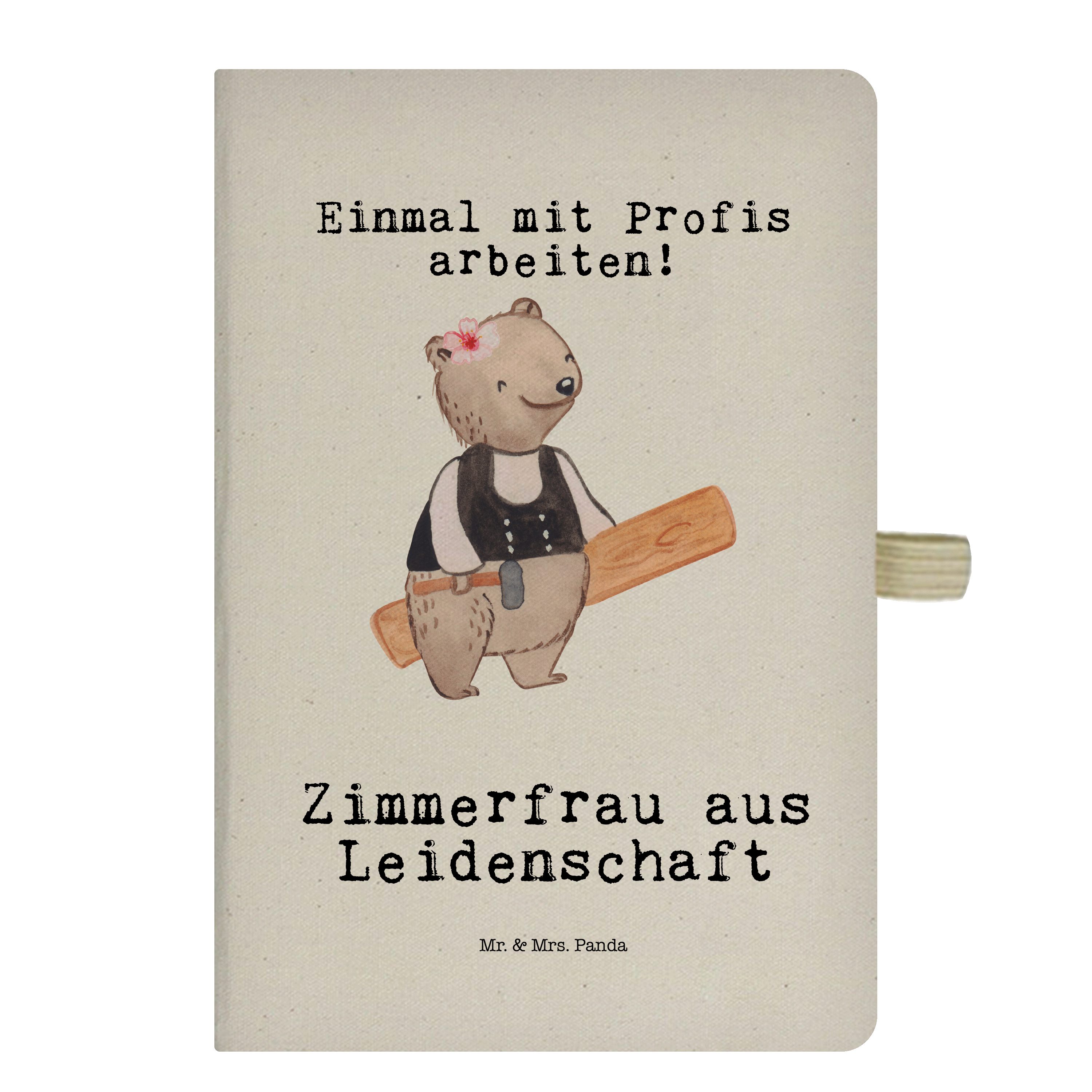 Zimmerfrau Panda & Leidenschaft & Notizbuch Tagebuch, Panda - Mr. Geschenk, Mrs. - Kolle Transparent aus Mr. Mrs.