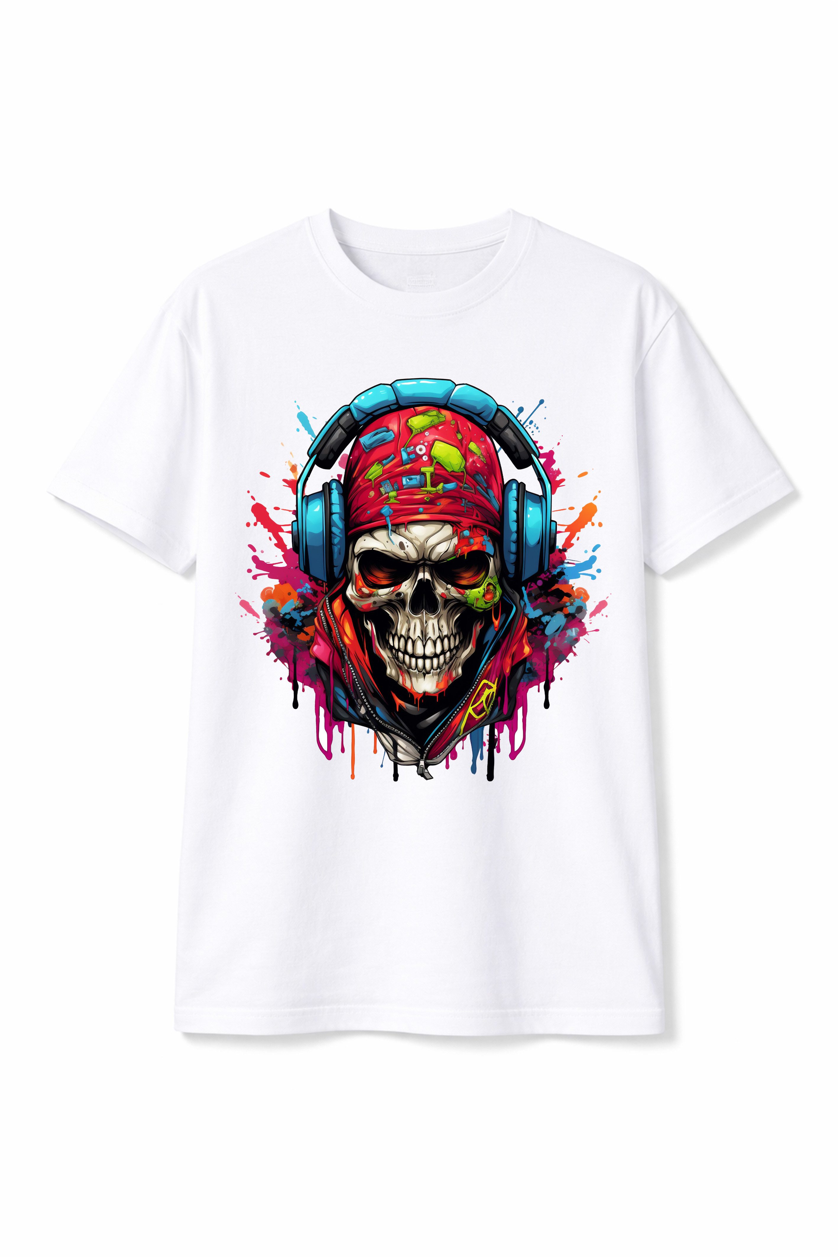 Banco T-Shirt Herren Basic Skull Totenkopf Schädel Skelett Kopf Rundhals 100% Baumwolle – Bild 2 von 3