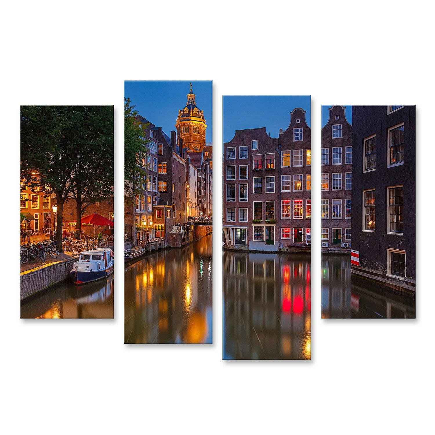 islandburner Leinwandbild Bild auf Leinwand Nightview Der Nicolaaskerk In Amsterdam Wandbild Le