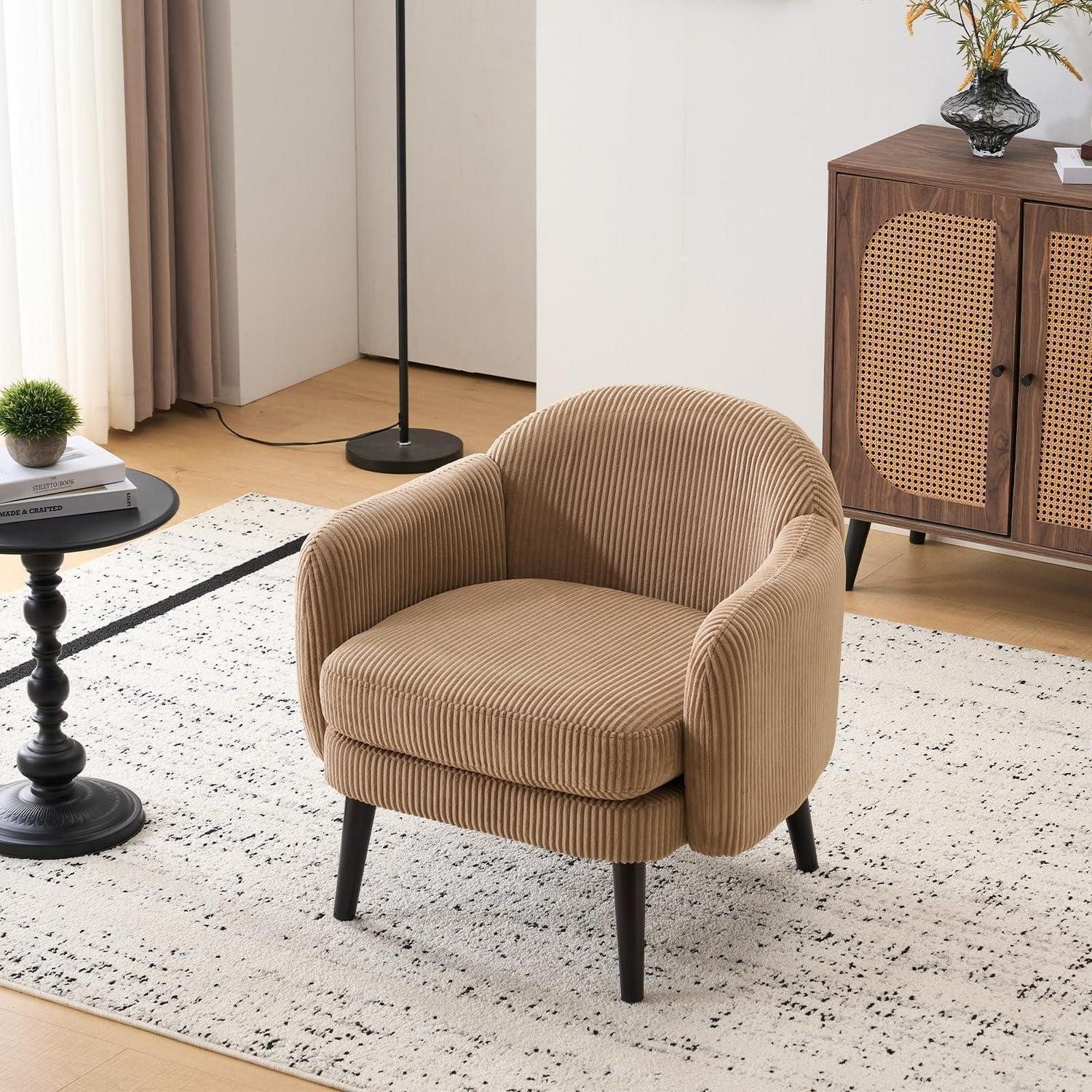 LuxusKollektion Cocktailsessel Sessel Cocktailsessel Loungesessel Lesesessel 113kg Cord-stoff Khaki