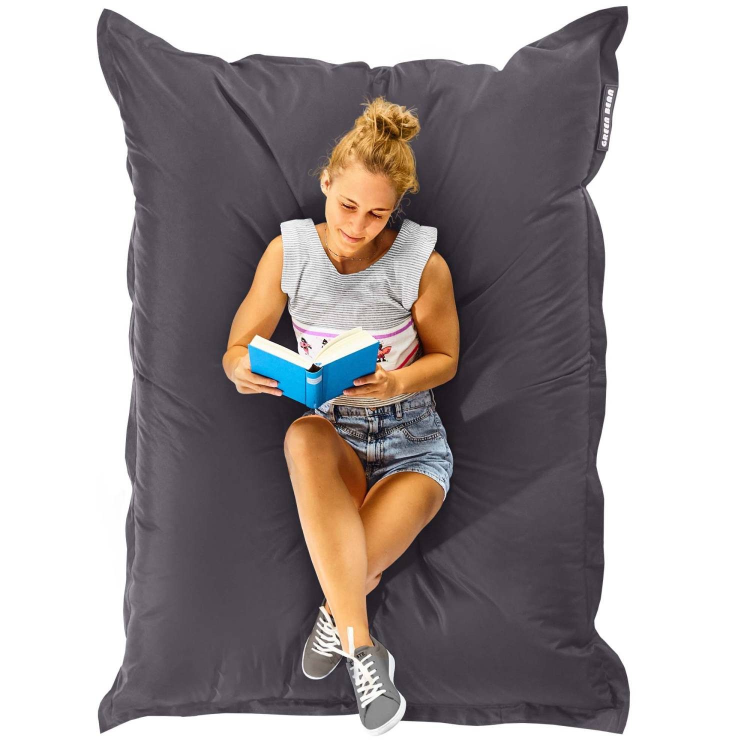 Green Bean Sitzsack XXL Outdoor Sitzsack Square 140x180cm (XXL Riesensitzsack 140x180cm 380 Liter Kinder & Erwachsene Bean Bag EPS Perlen Füllung, Groß Draußen Outdoor Liegekissen), Waschbar Wetterfest Lounge Sitzkissen Bodenkissen