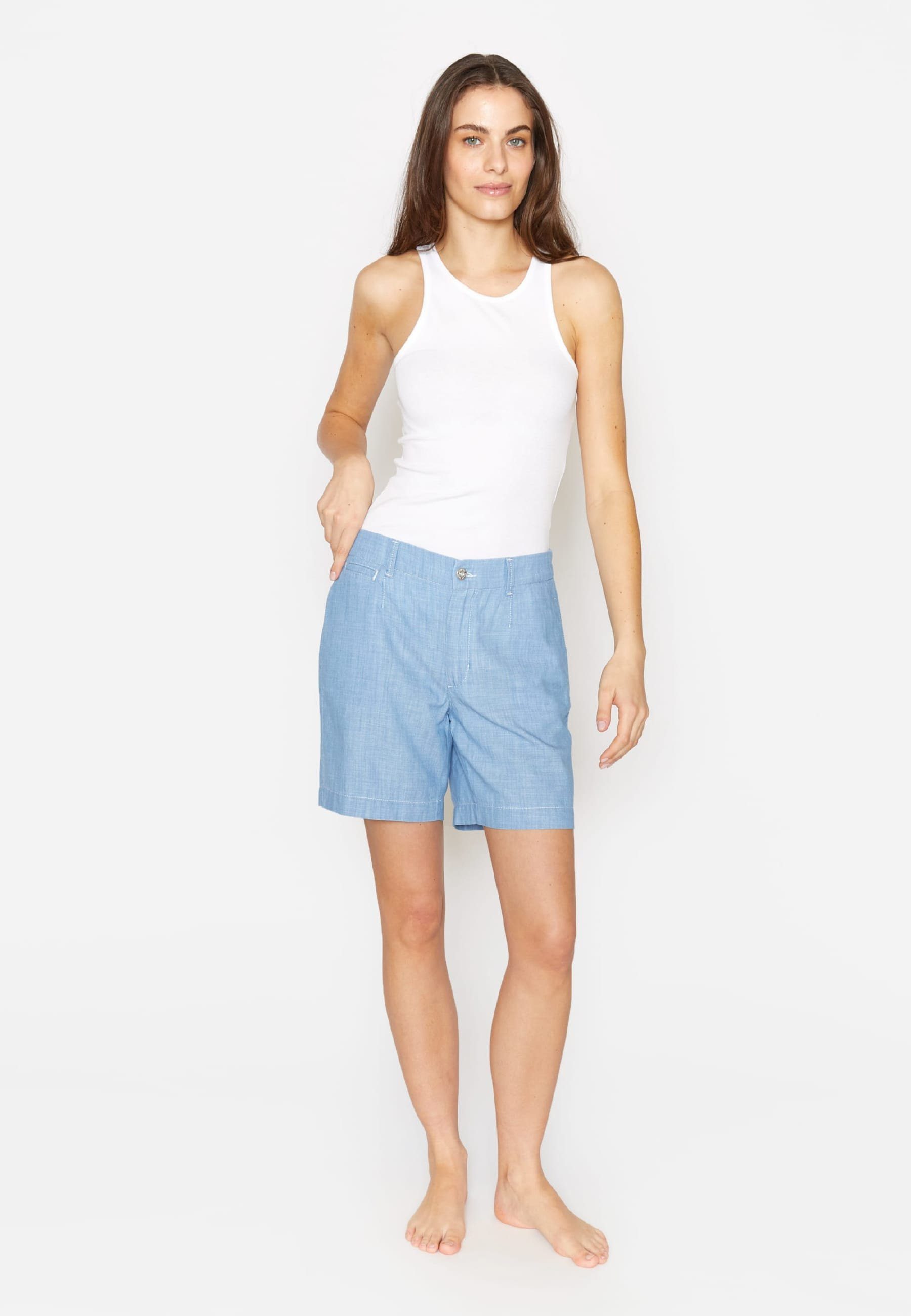 leichtem Hose mit Wide Short ANGELS hellblau Jeanshotpants Leg Material Label-Applikationen mit