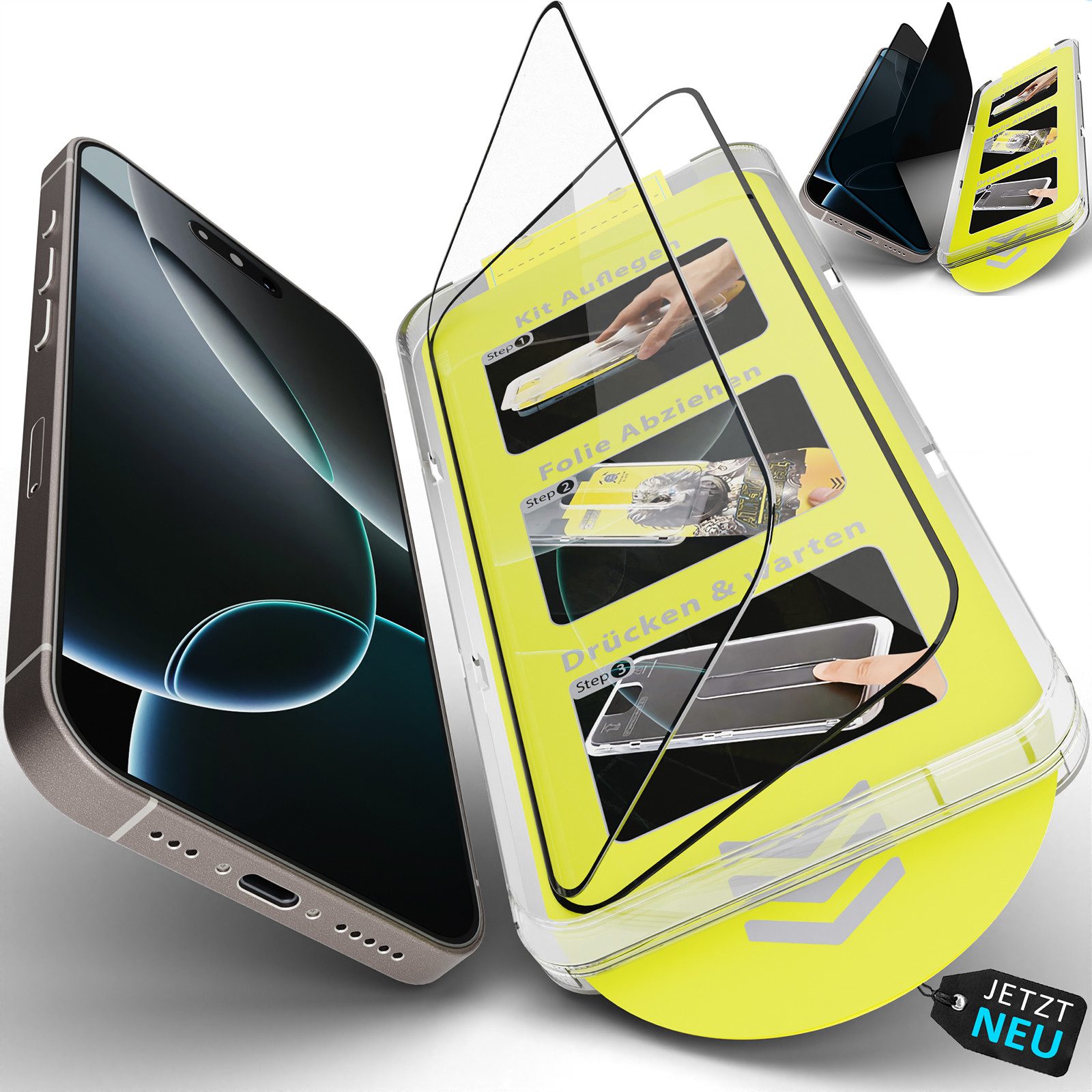 GreenHec Displayschutzglas Panzerfolie Sichtschutz iPhone 17 16 15 14 13 Pro Max Air Schutzfolie für iPhone 13, iPhone 13 Pro, iPhone 13 Pro Max, iPhone 14, iPhone 14 Plus, iPhone 14 Pro Max, iPhone 14 Pro, iPhone 15, iPhone 15 Plus, iPhone 15 Pro, iPhone 15 Pro Max, iPhone 16, iPhone 16 Plus, iPhone 16 Pro, iPhone 16 Pro Max, iPhone 16e, Spar-Set, 9H Glas Displayschutz Anti-Spy transparent, dünn 2er- Pack Schutz