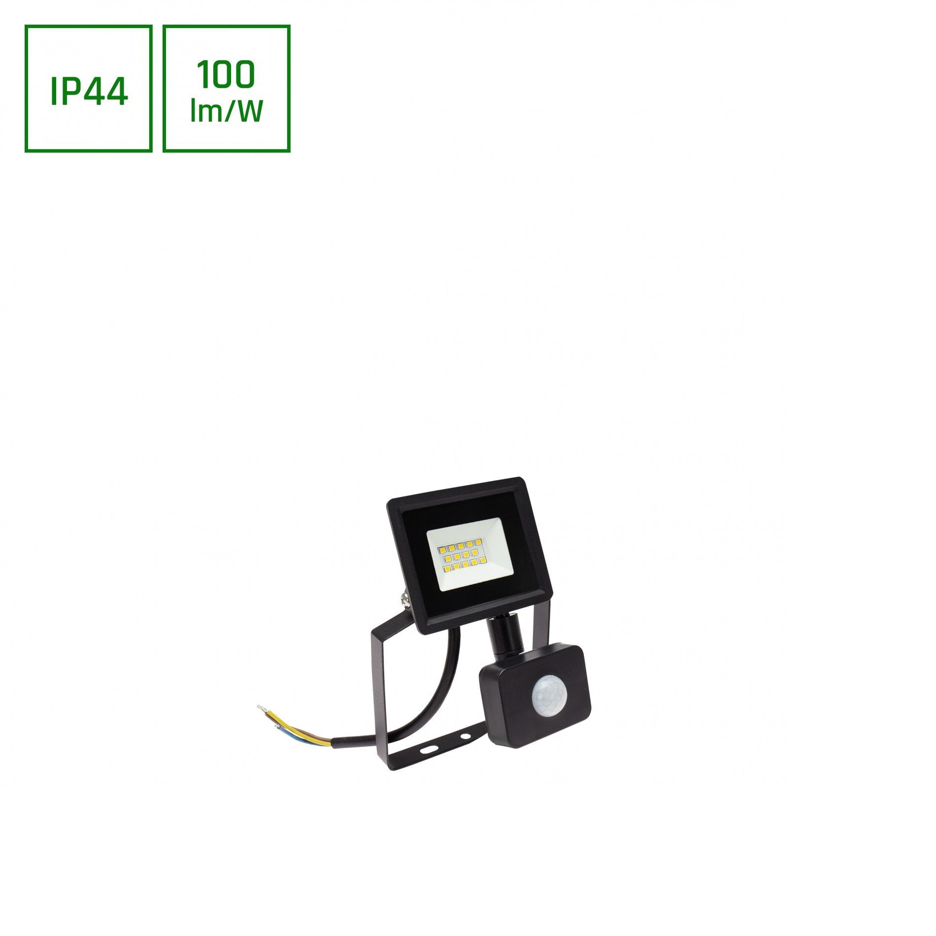 SpectrumLED LED Flutlichtstrahler Fluter schwarz 10W Strahler 1000lm IP44 Kalt 6000K mit Bewegungsmelder, Leuchtmittel fest integriert, Kaltweiß, Spritzwassergeschützt, mit Bewegungsmelder