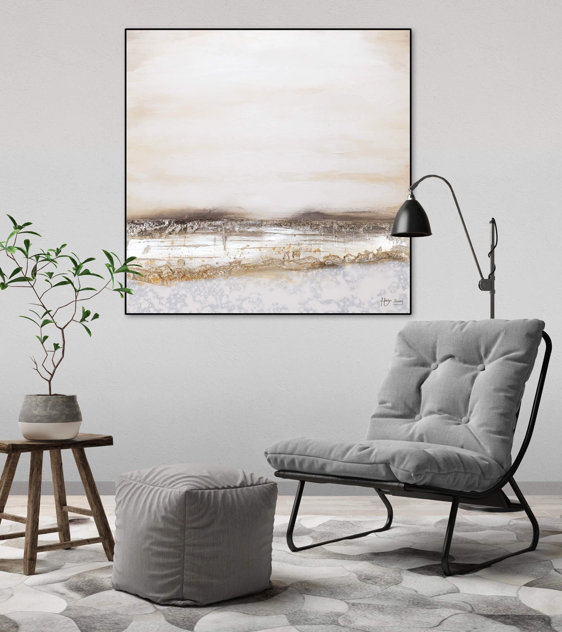 KUNSTLOFT Gemälde Unerreichbar 80x80 100% cm, HANDGEMALT Wandbild Wohnzimmer Leinwandbild fern