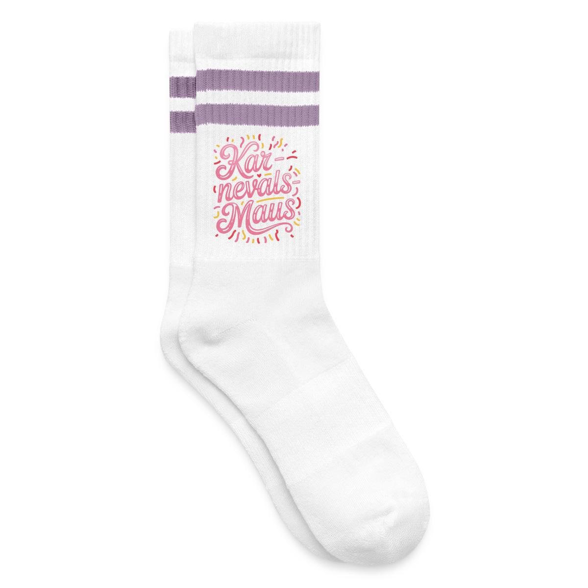 Spreadshirt Socken Karnevalsmaus, Karneval Design Gestreifte Tennissocken (1-Paar)