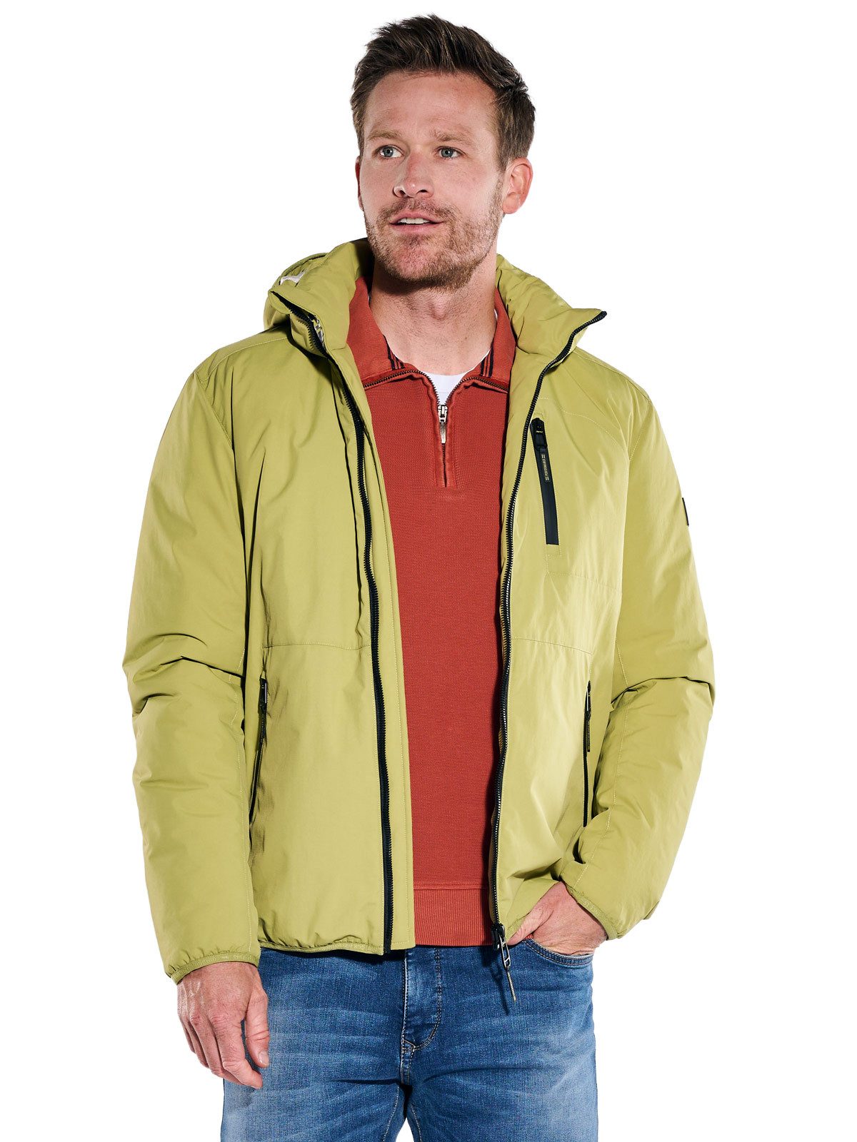 Engbers Kurzjacke Herren Funktionsjacke mit Print-Futter aus Nylon, Khaki