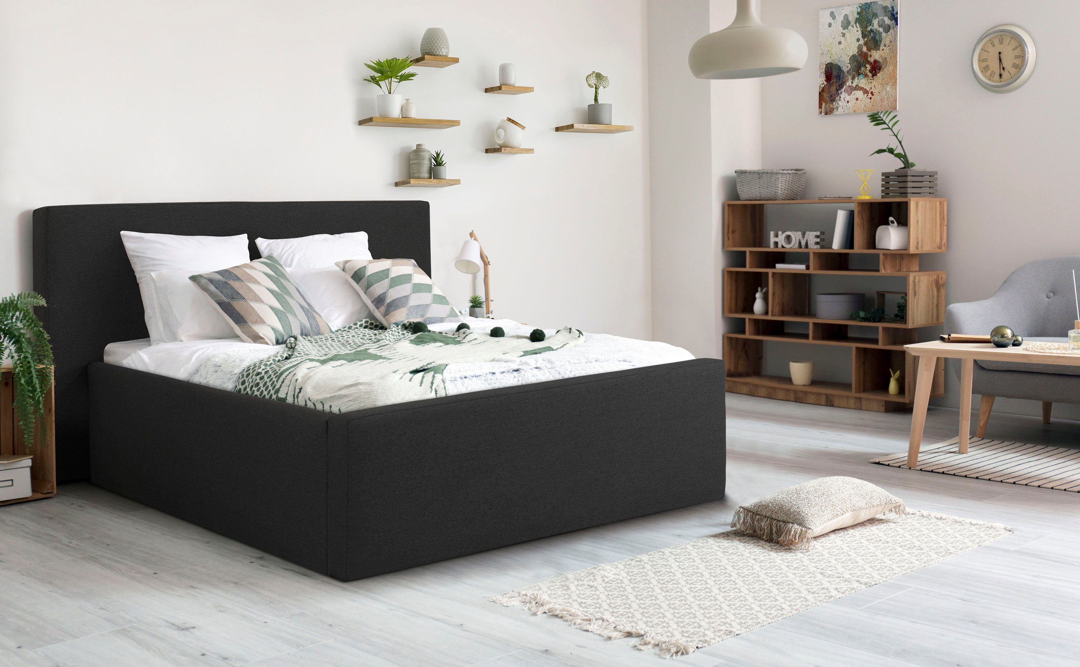 Home affaire Polsterbett Dalina, geradliniges Kopfteil, in 5 Breiten, auch in 220cm Länge