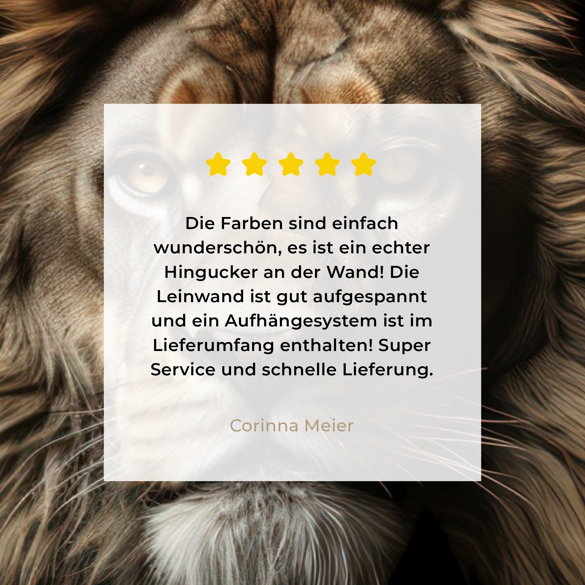 OneMillionCanvasses® Leinwandbild Löwe - Porträt - Schwarz - Tier, Fotodruck (1 St), Wandbild, Deko Schlafzimmer Wohnzimmer Flur 20x20 cm – Bild 5 von 5