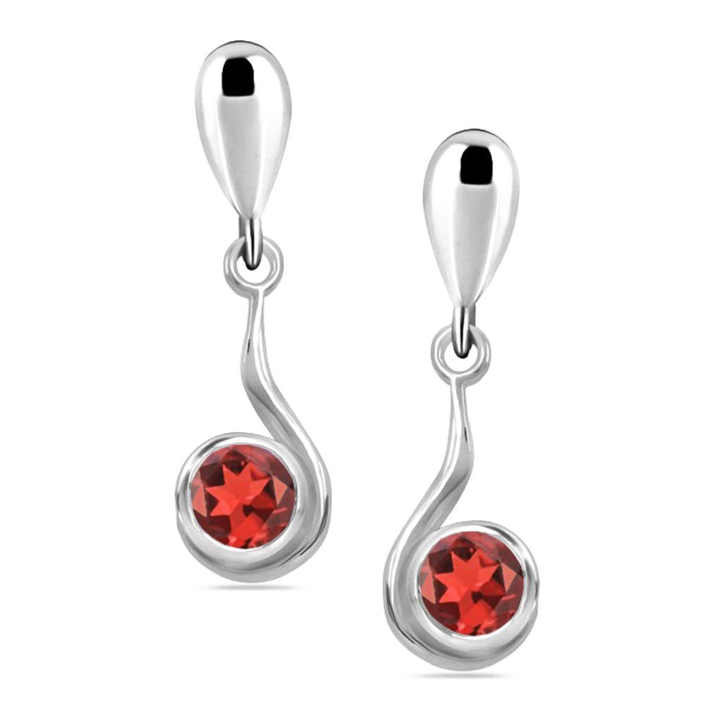 Limana Paar Ohrhänger echter Granat Edelstein 925 Sterling Silber Damen rote Ohrringe (inkl. Herz Gravur Dose), Ohrhänger für jeden Tag Geschenk für Frauen Damen Freundin Ehefrau Oma