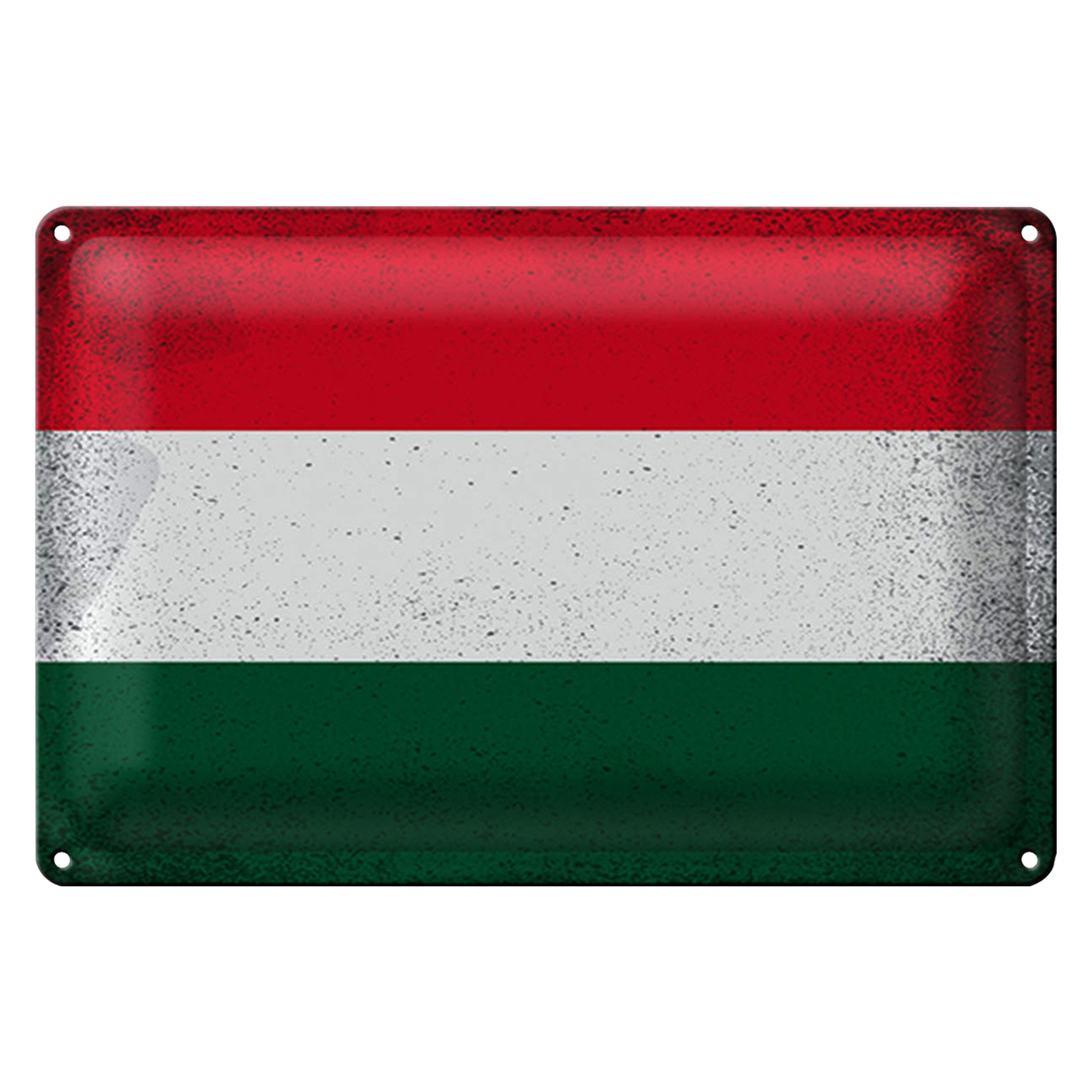 Roomando Metallschild Flagge Ungarn 18x12cm Flag of Hungary Vintage