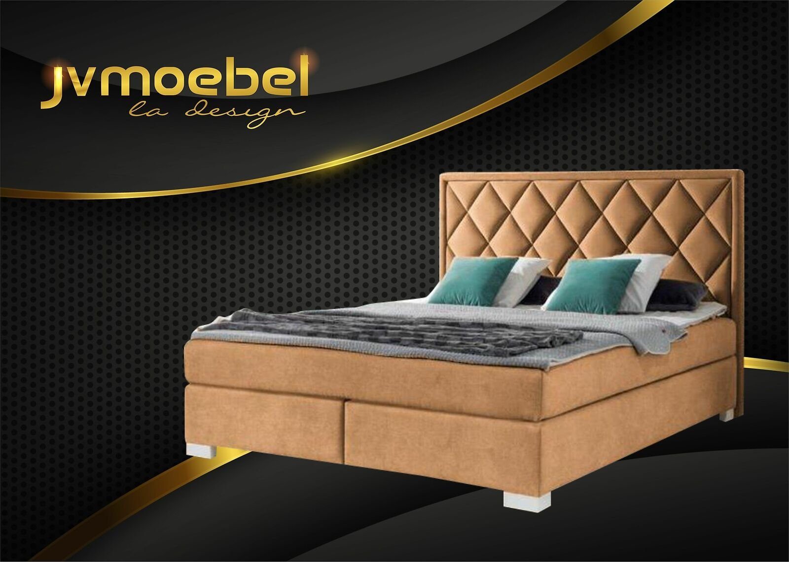 JVmoebel Bett, Bett Textil Schlafzimmer Modern Beige Möbel 180x200 Design Luxus Betten