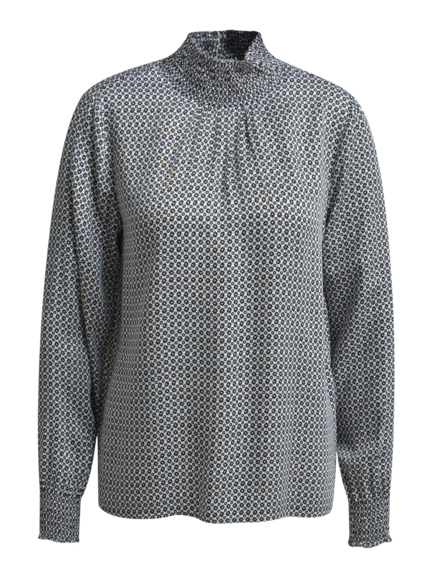 Milano Italy Hemdbluse bunt,Casual,Viskose,Allover-Print,Stehkragen,Lang,Regular Fit