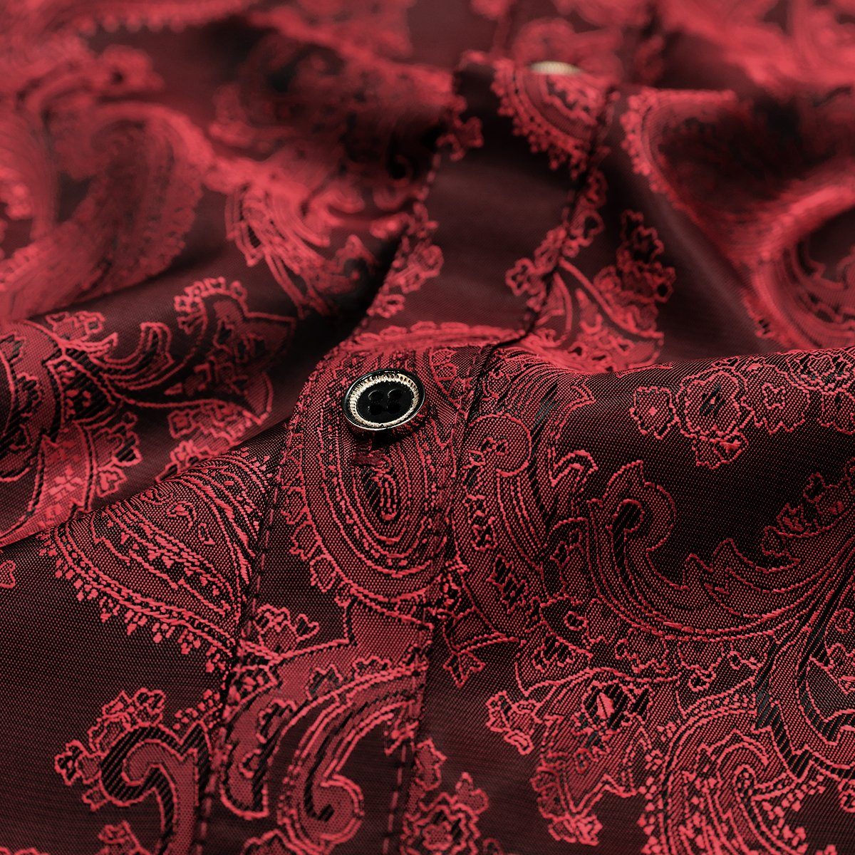 Allthemen Langarmhemd Herren Paisley Freizeithemd mit floralem Muster dünnes Sommerhemd – Bild 4 von 5