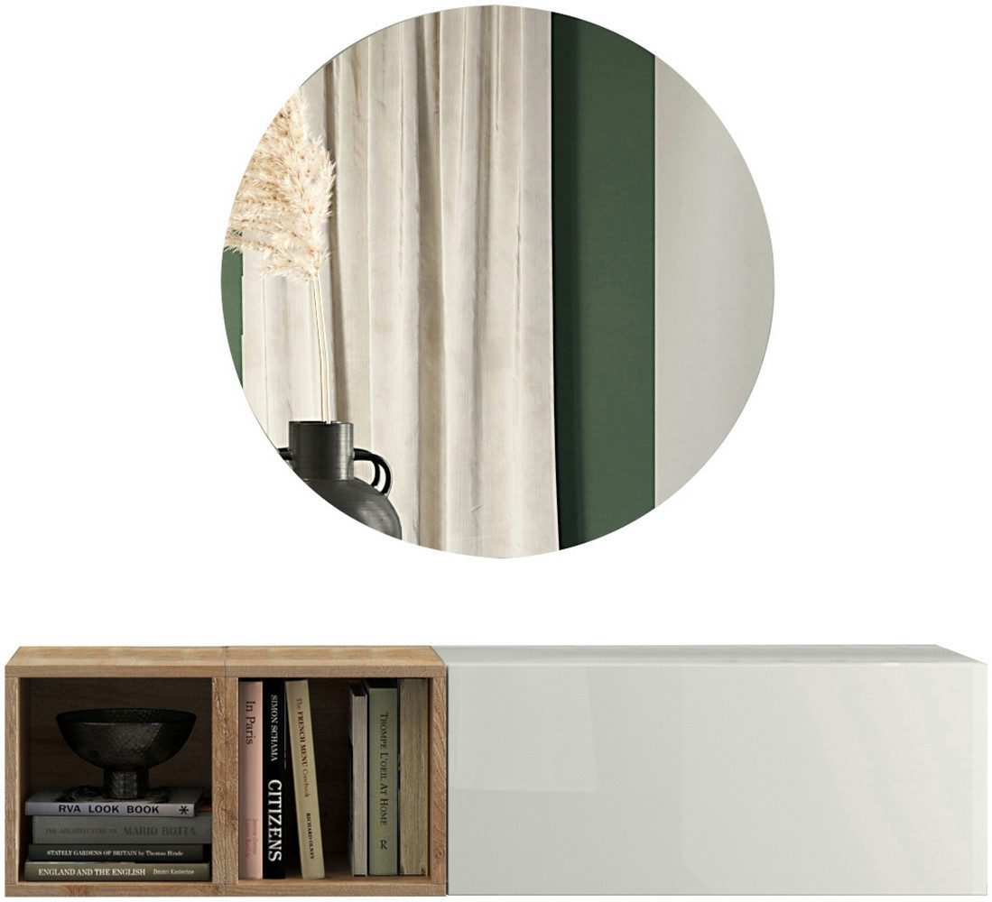 INOSIGN Шафи-Set INFINITY, 3tlg. Breite 125 cm, Höhe variabel, moderne Garderobe, (Spar-Set, 3-St), (Hängeschrank, Würfelregal 2er Set, Spiegel) ideal für Diele, Flur