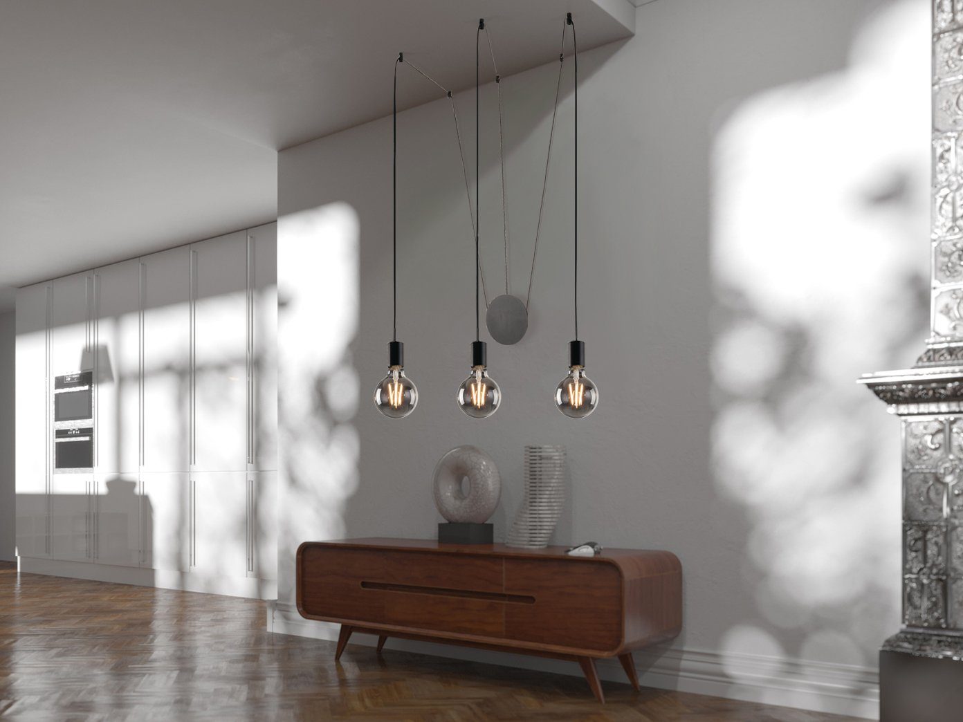 minimalistische L: Leuchtmittel, Schwarz Industrial LUCE für über-n Esstisch hängend, 5m ohne Design Pendelleuchte,