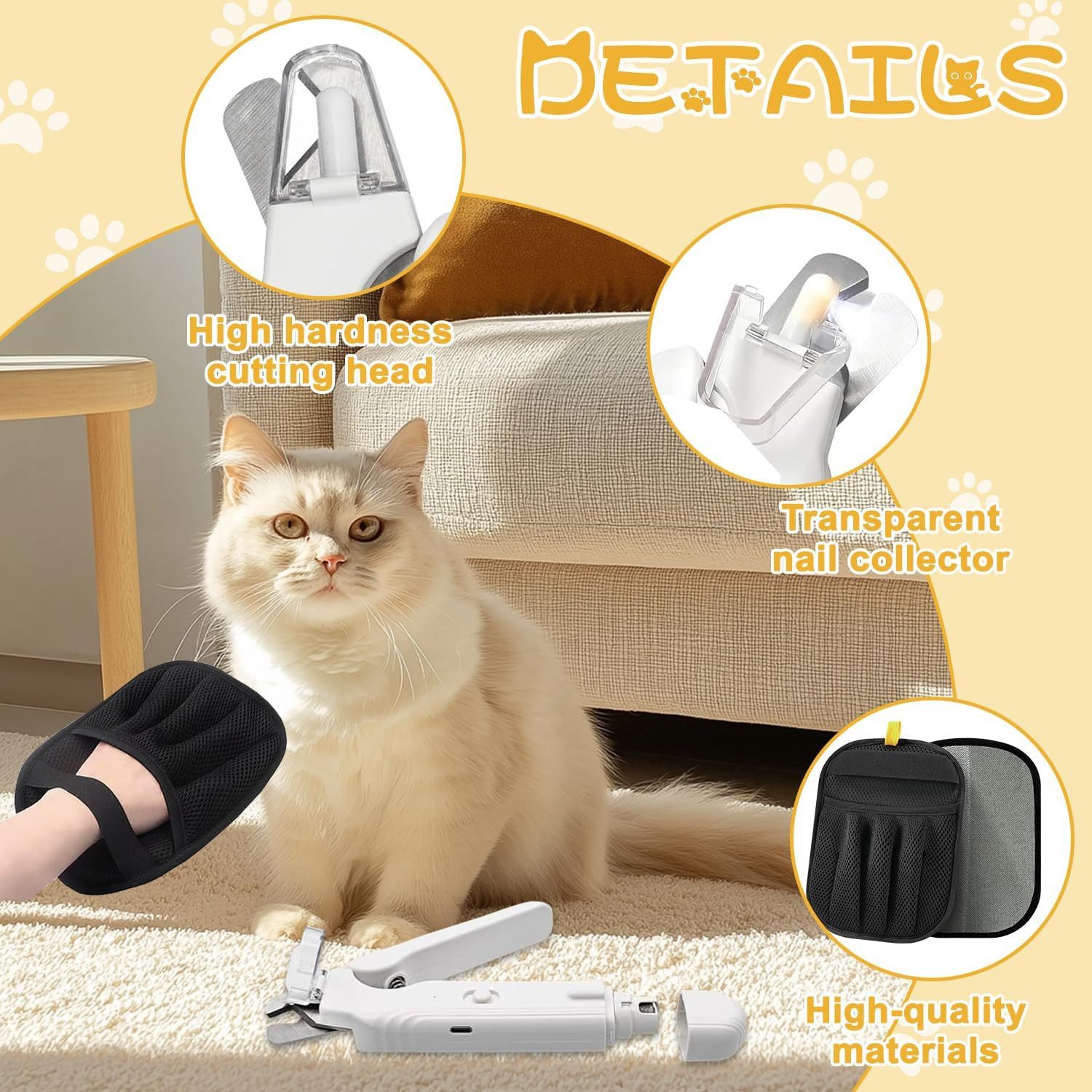 FELIXLEO Katzen-Futterautomat 2 in 1 LED Krallenschere für Hunde und Katzen