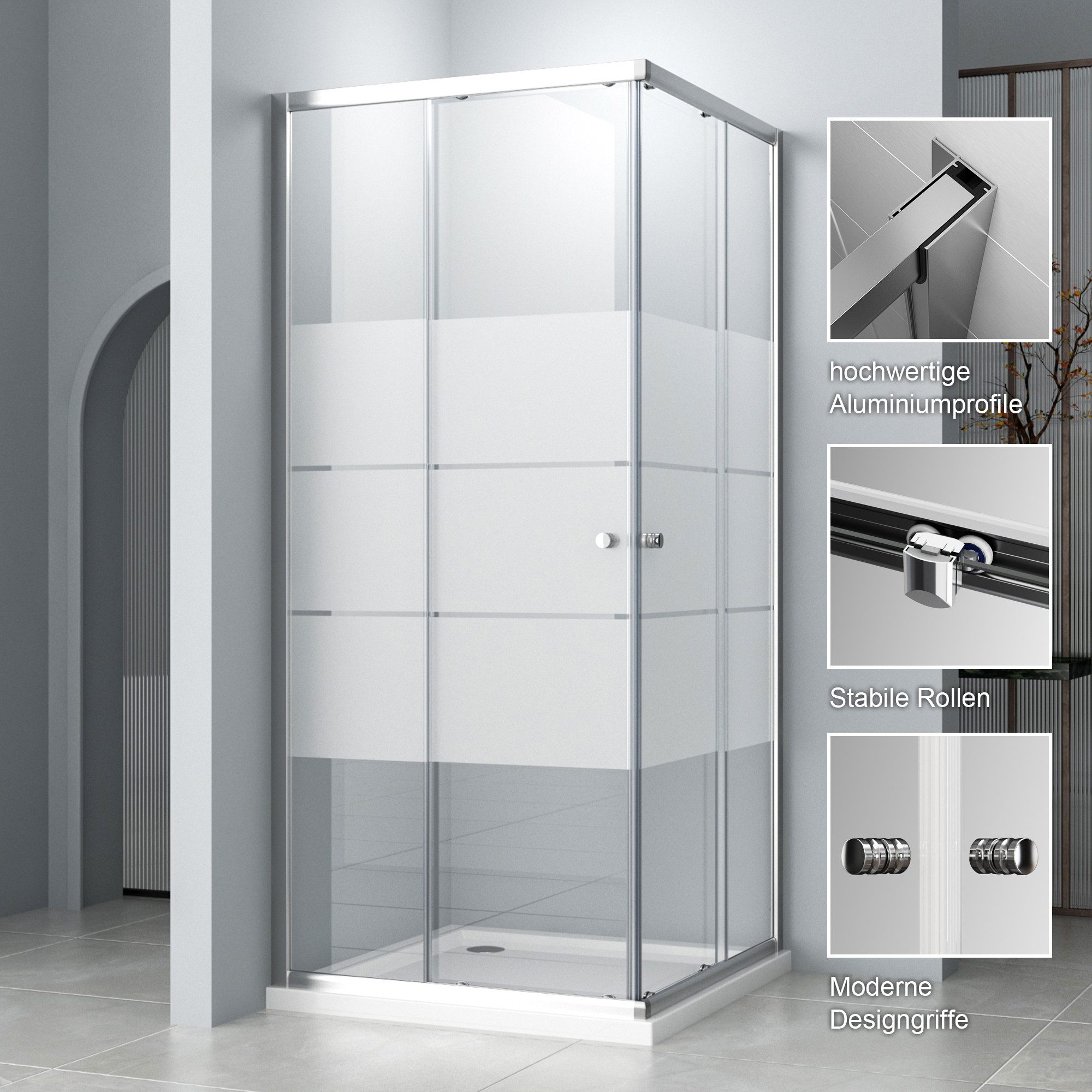 Hopibath Eckdusche milchglas Duschkabine 100x100 100x80 günstig online kaufen