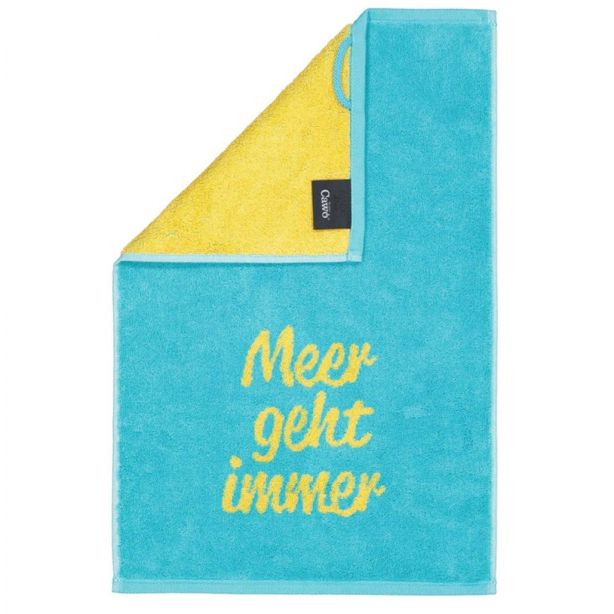 Cawö Badetücher Gästehandtuch Postcard Towel Meer geht immer Türkis (30x50cm)