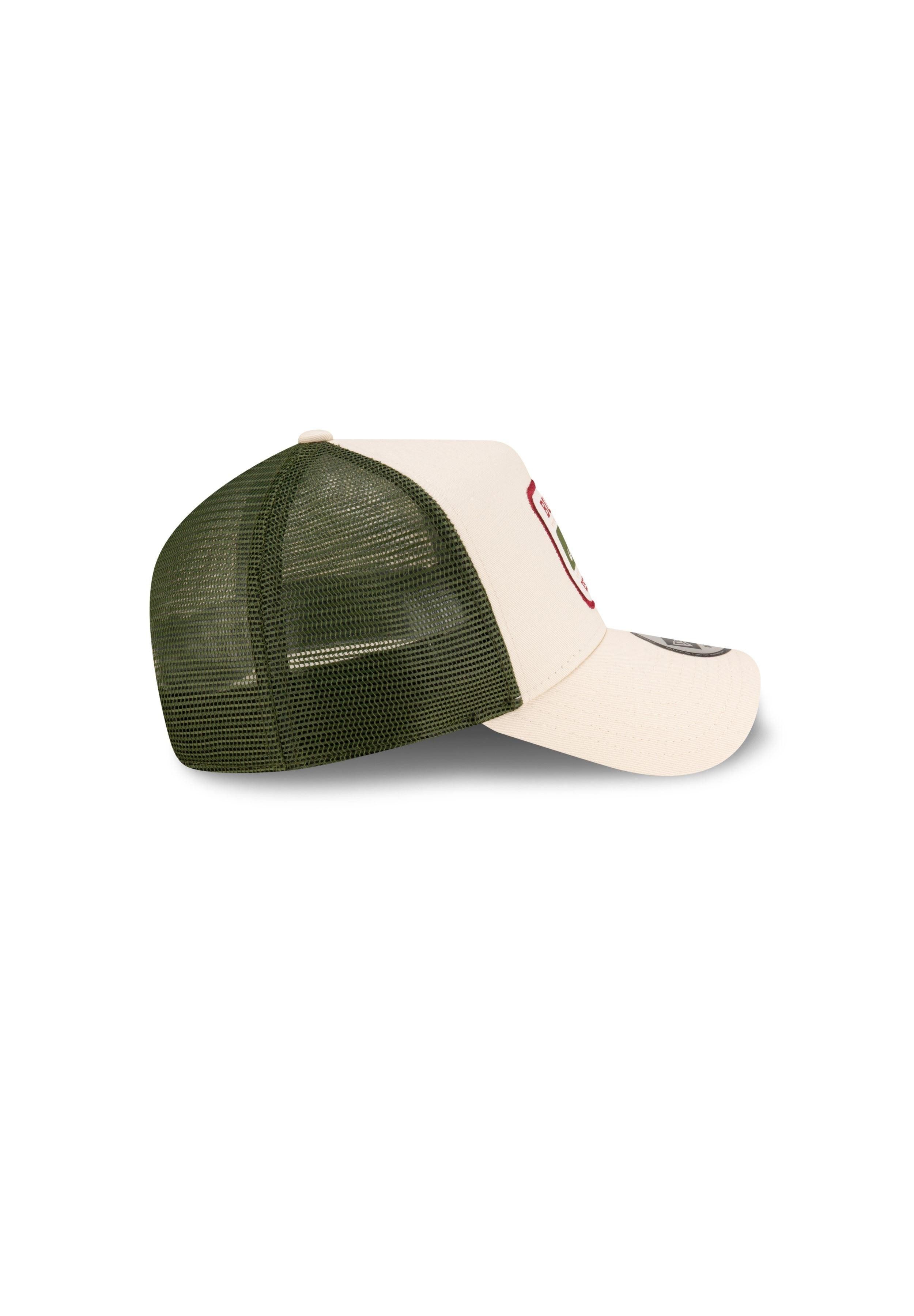 New Era Baseball Cap NE Script Patch Beige Verstellbare A-Frame Trucker Cap New Era (1-St)